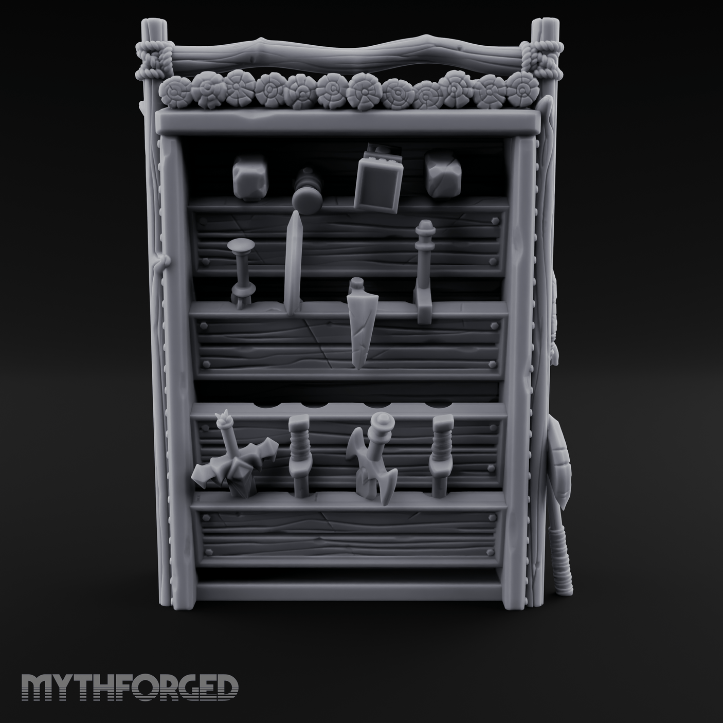 Well Stocked Weapon Rack Miniature for Dungeons and Dragons, Pathfinder or other TTRPGs