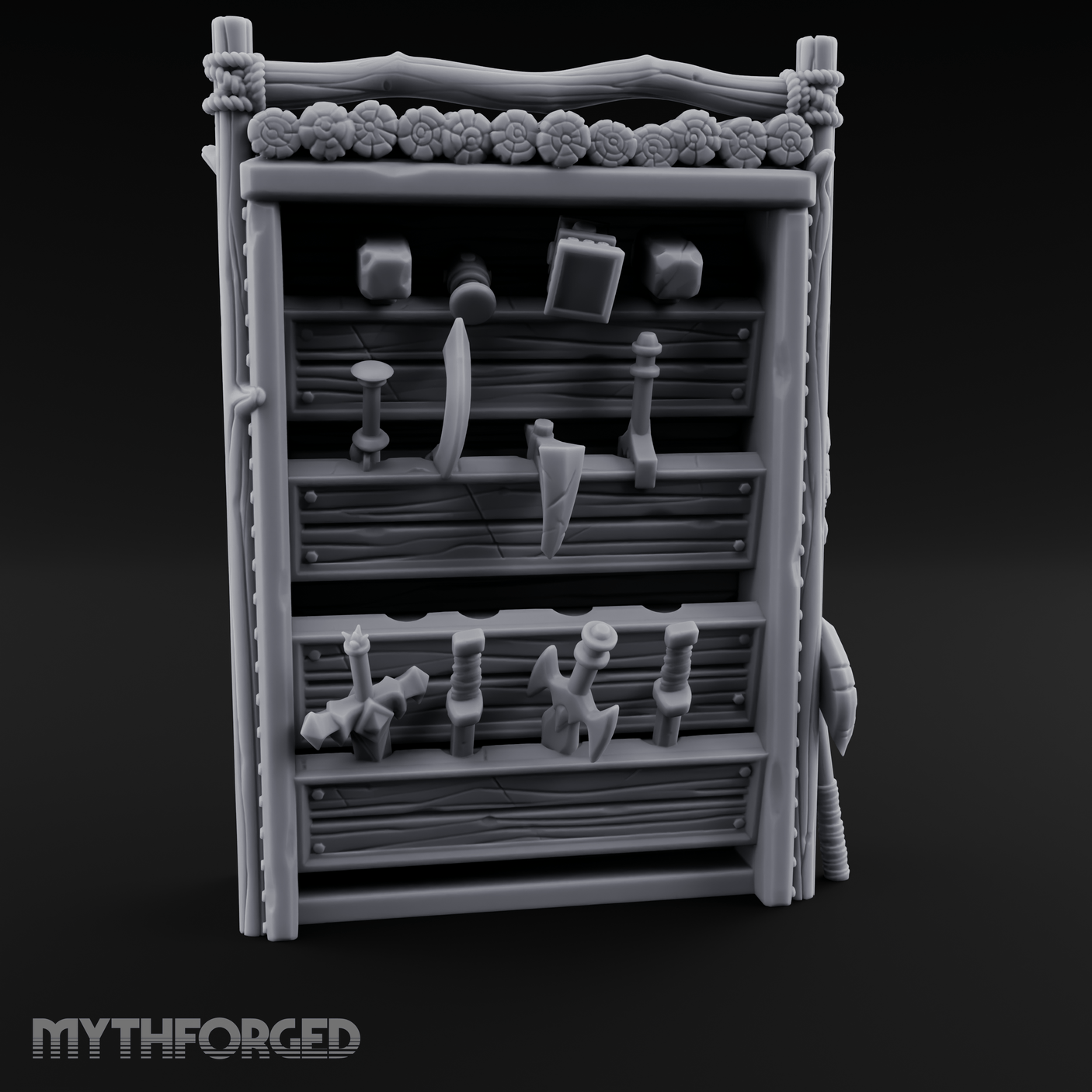 Well Stocked Weapon Rack Miniature for Dungeons and Dragons, Pathfinder or other TTRPGs
