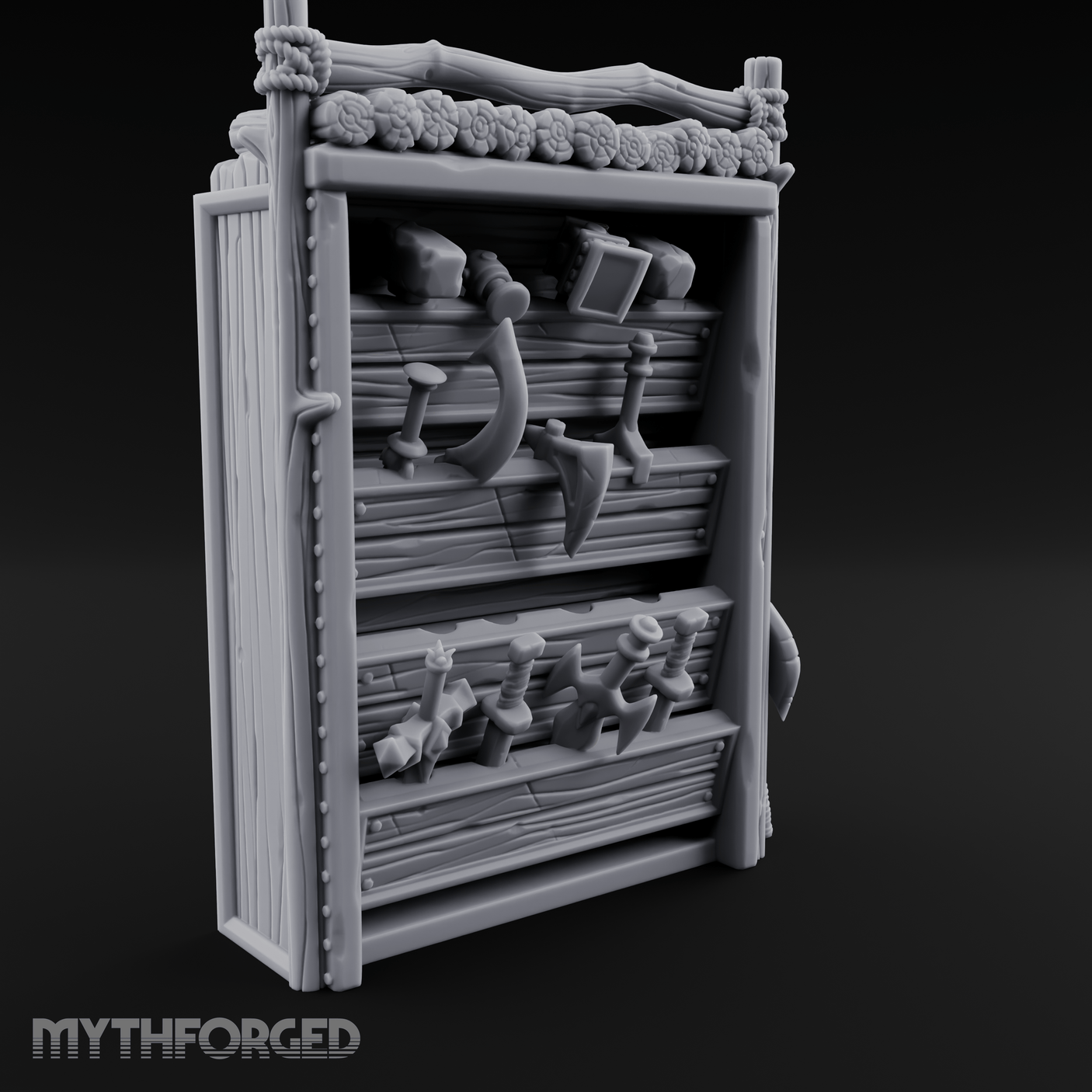 Well Stocked Weapon Rack Miniature for Dungeons and Dragons, Pathfinder or other TTRPGs
