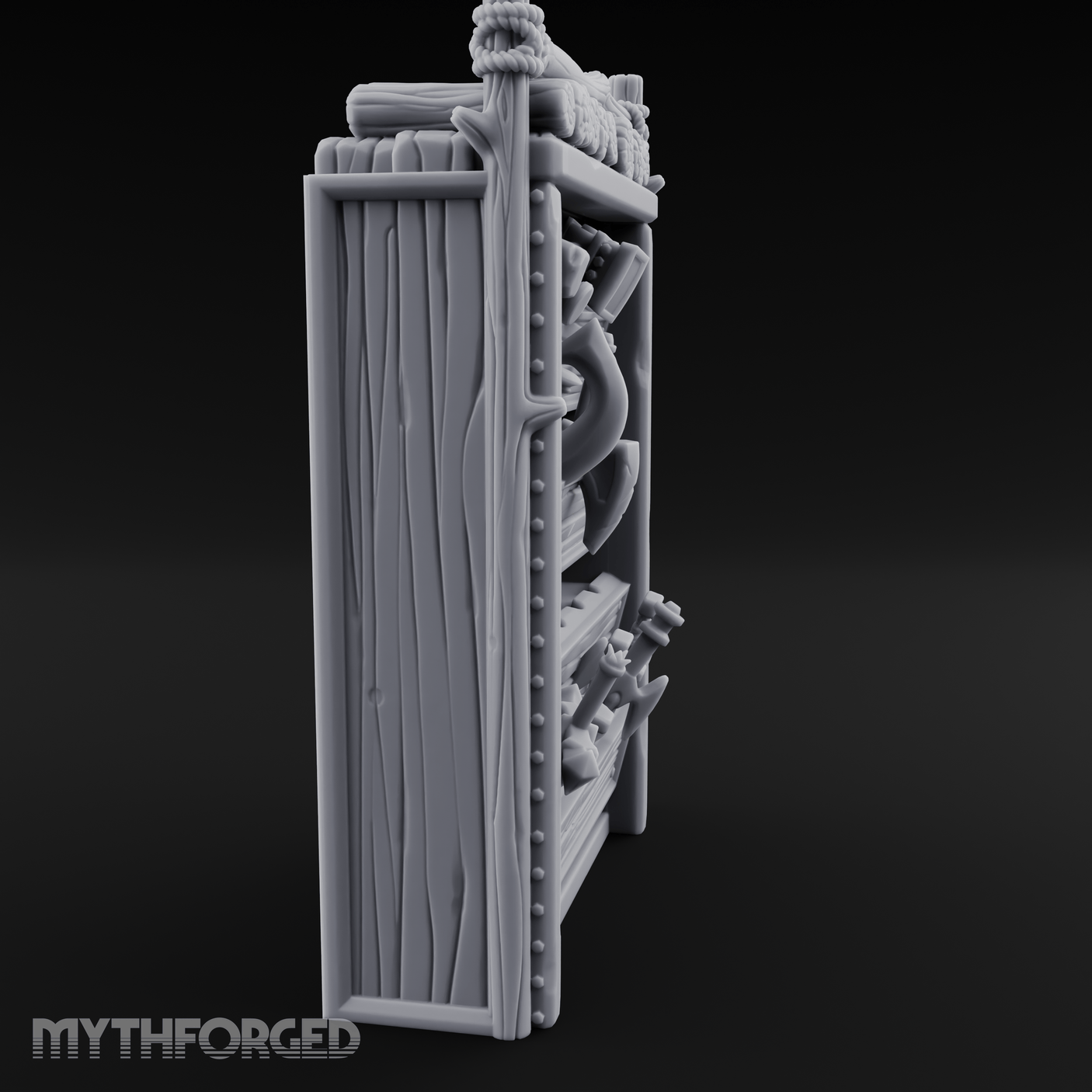 Well Stocked Weapon Rack Miniature for Dungeons and Dragons, Pathfinder or other TTRPGs