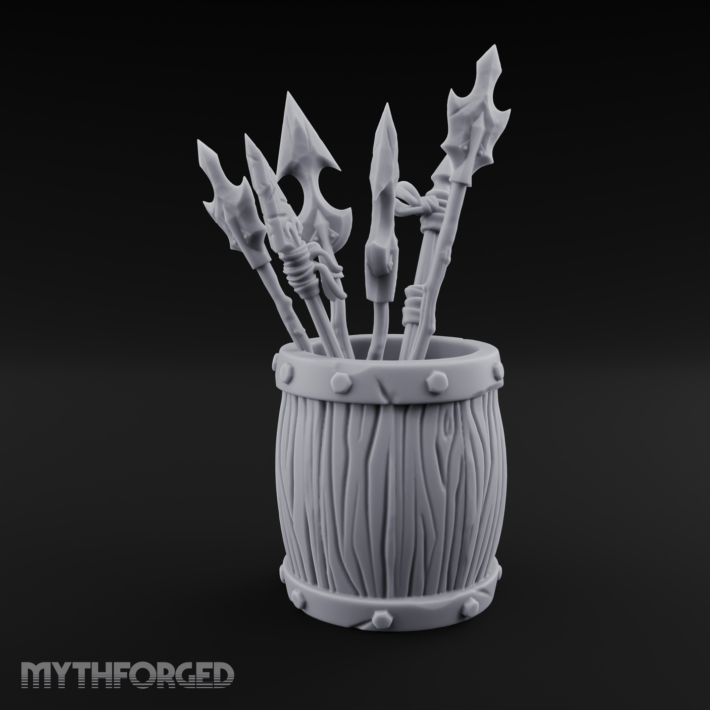 Pointy Barrel of Spears B Miniature for Dungeons and Dragons, Pathfinder or other TTRPGs
