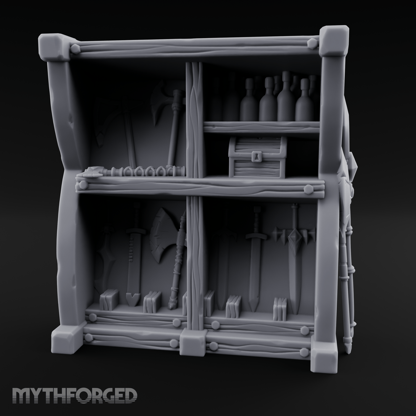 Arsenal-Stocked Weapon Merchant Stall Miniature for Dungeons and Dragons, Pathfinder or other TTRPGs