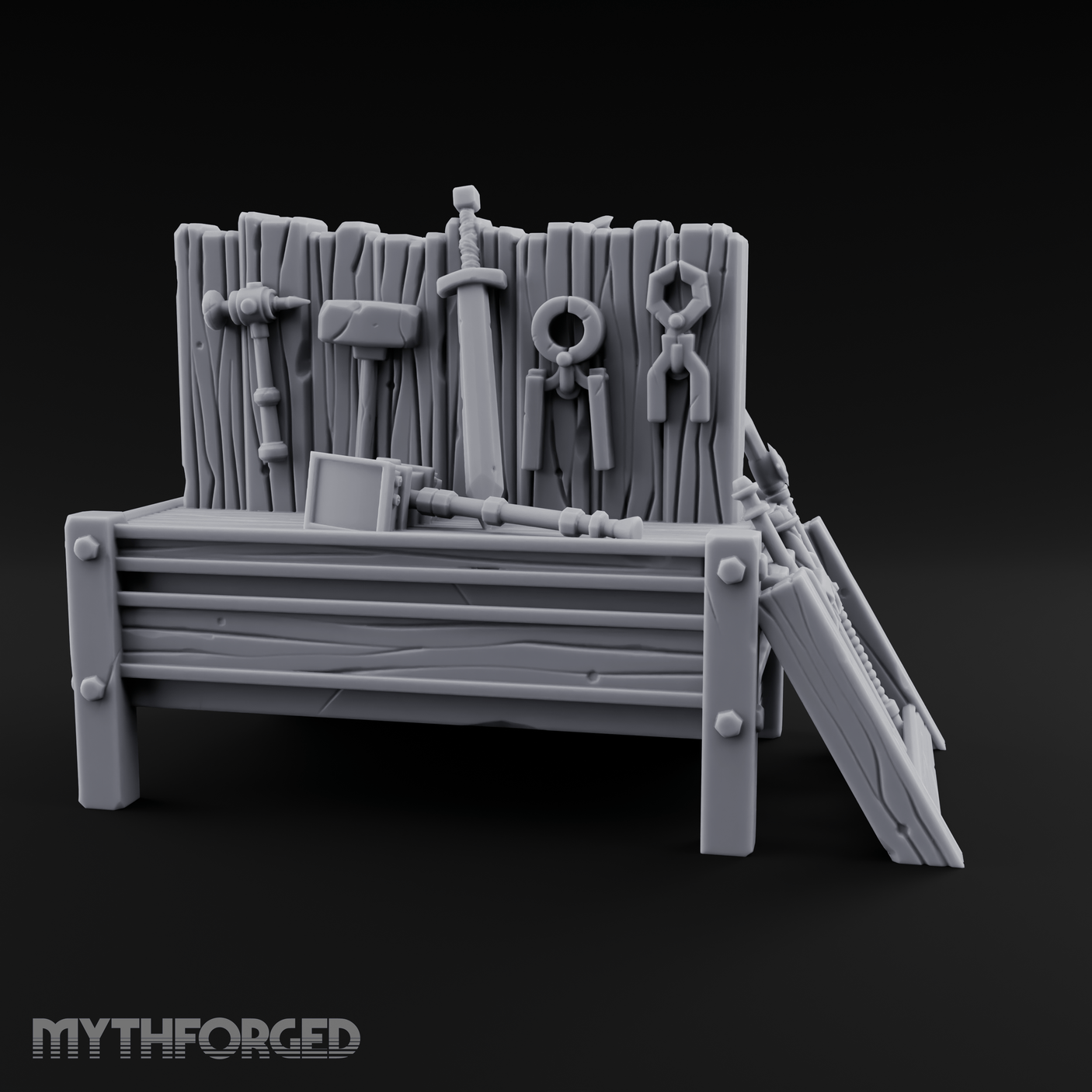 Axes Mounted Display Weapon Rack Miniature for Dungeons and Dragons, Pathfinder or other TTRPGs