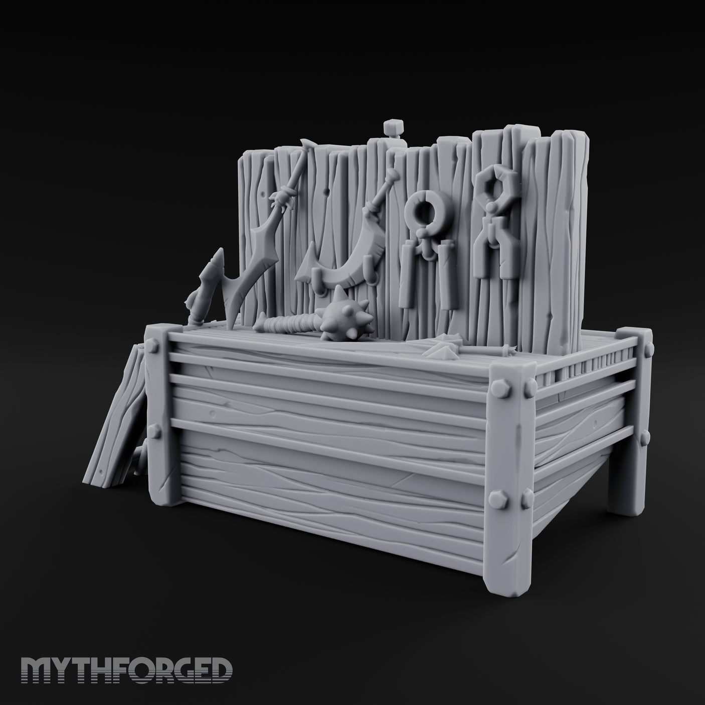 Axes Mounted Display Weapon Rack Miniature for Dungeons and Dragons, Pathfinder or other TTRPGs