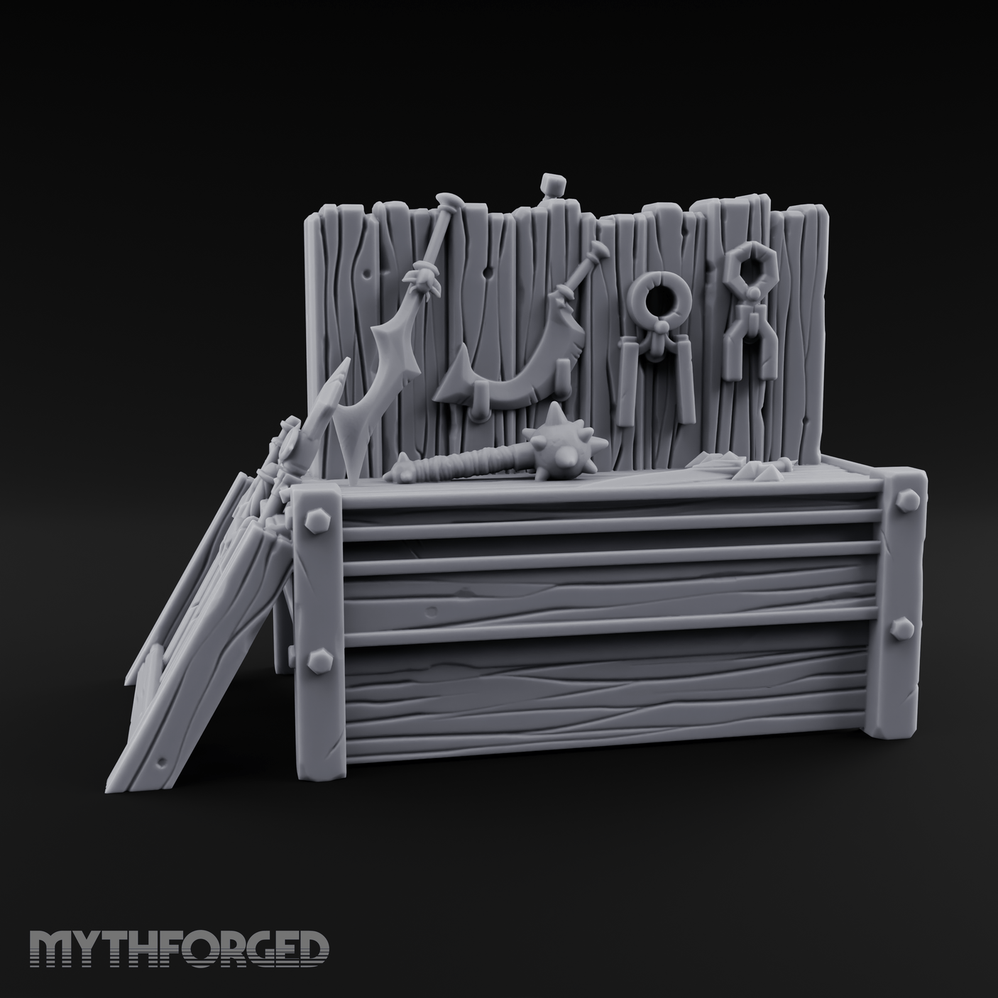 Axes Mounted Display Weapon Rack Miniature for Dungeons and Dragons, Pathfinder or other TTRPGs