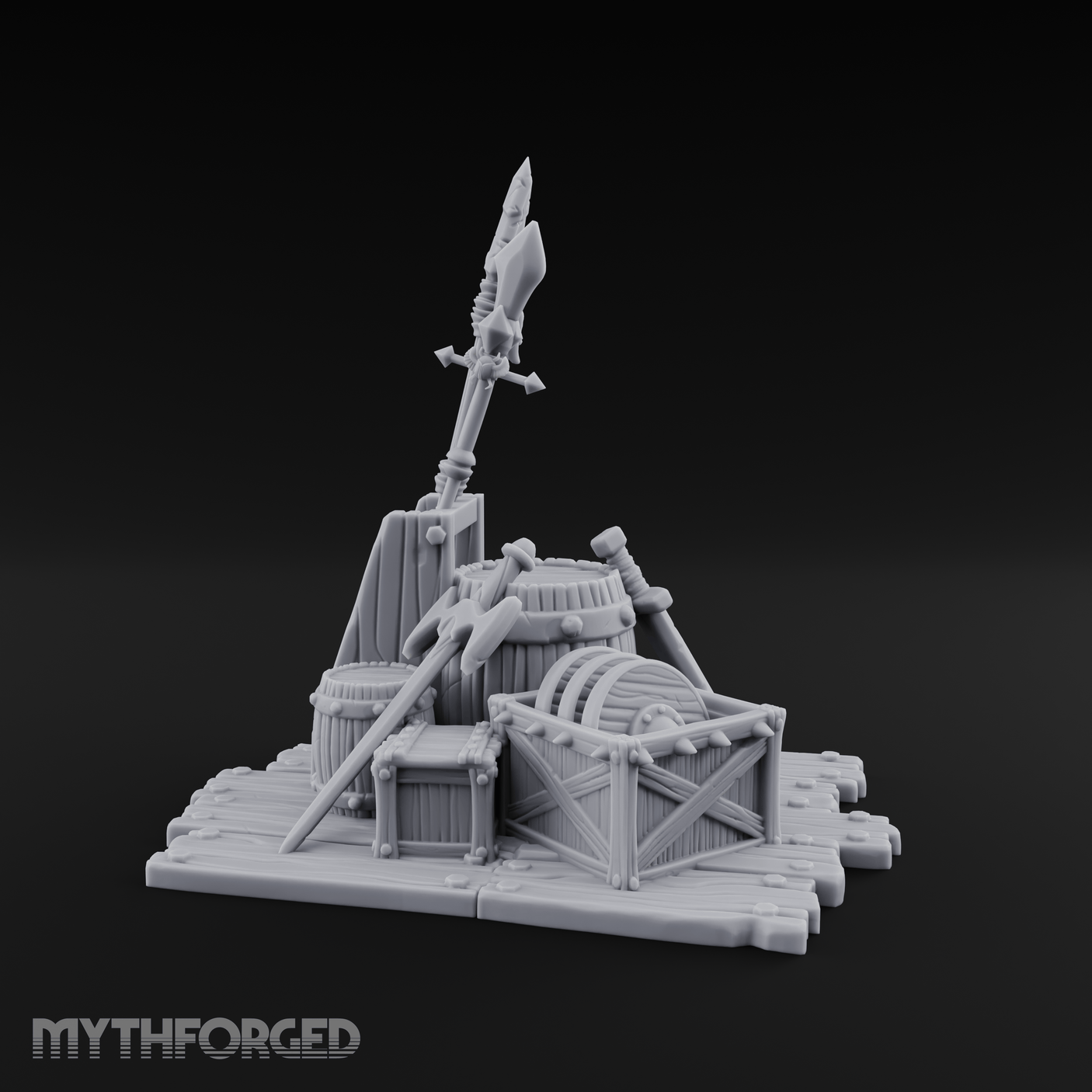 Spiked-Guard Weapon Rack Display Miniature for Dungeons and Dragons, Pathfinder or other TTRPGs