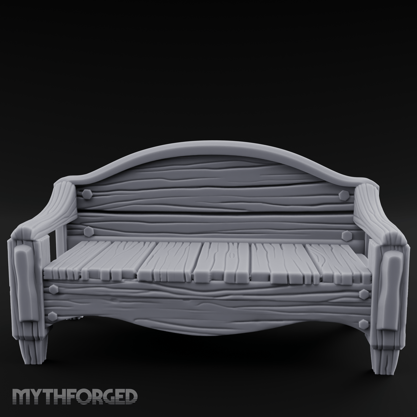 Curved-Back Wooden Park Bench Miniature for Dungeons and Dragons, Pathfinder or other TTRPGs