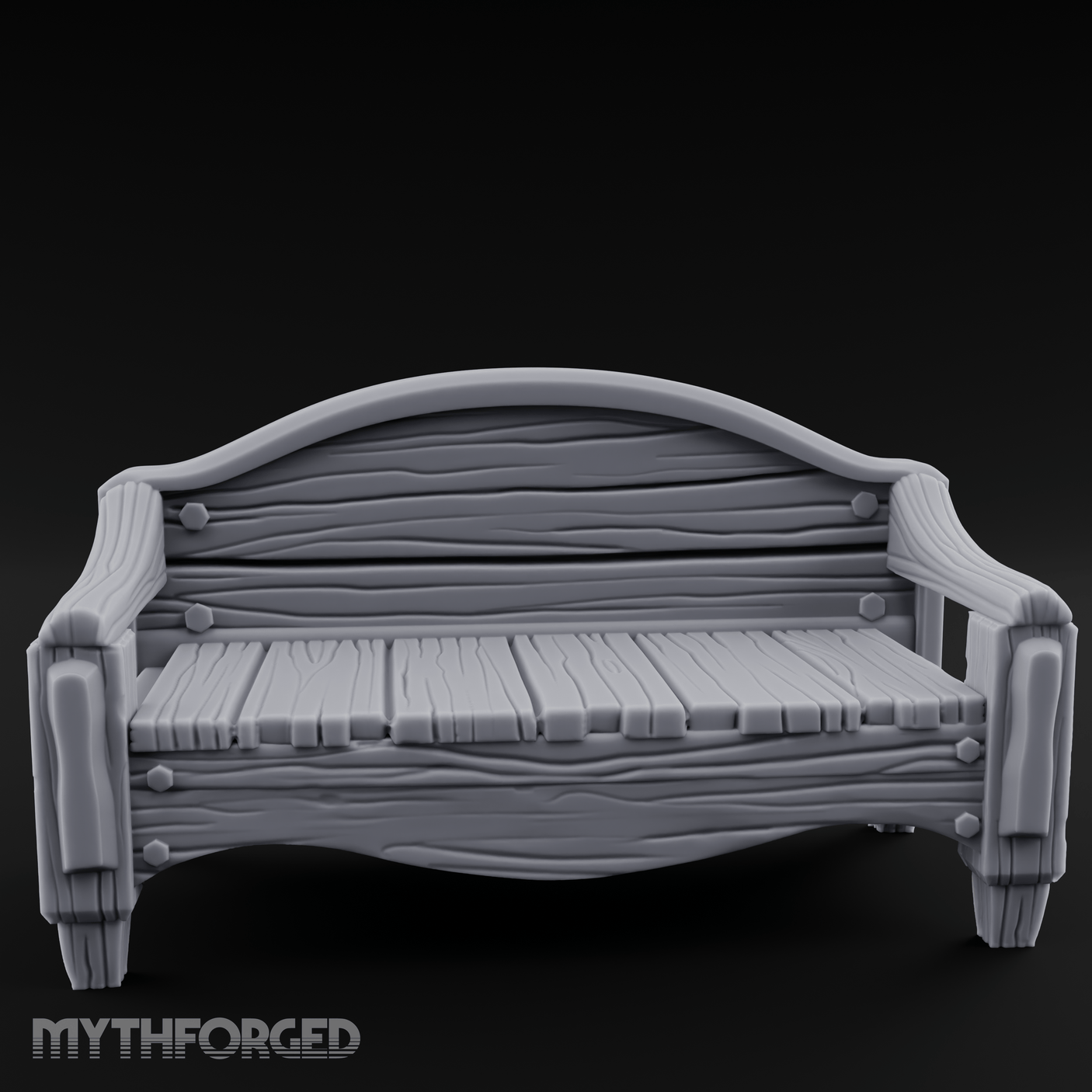 Curved-Back Wooden Park Bench Miniature for Dungeons and Dragons, Pathfinder or other TTRPGs