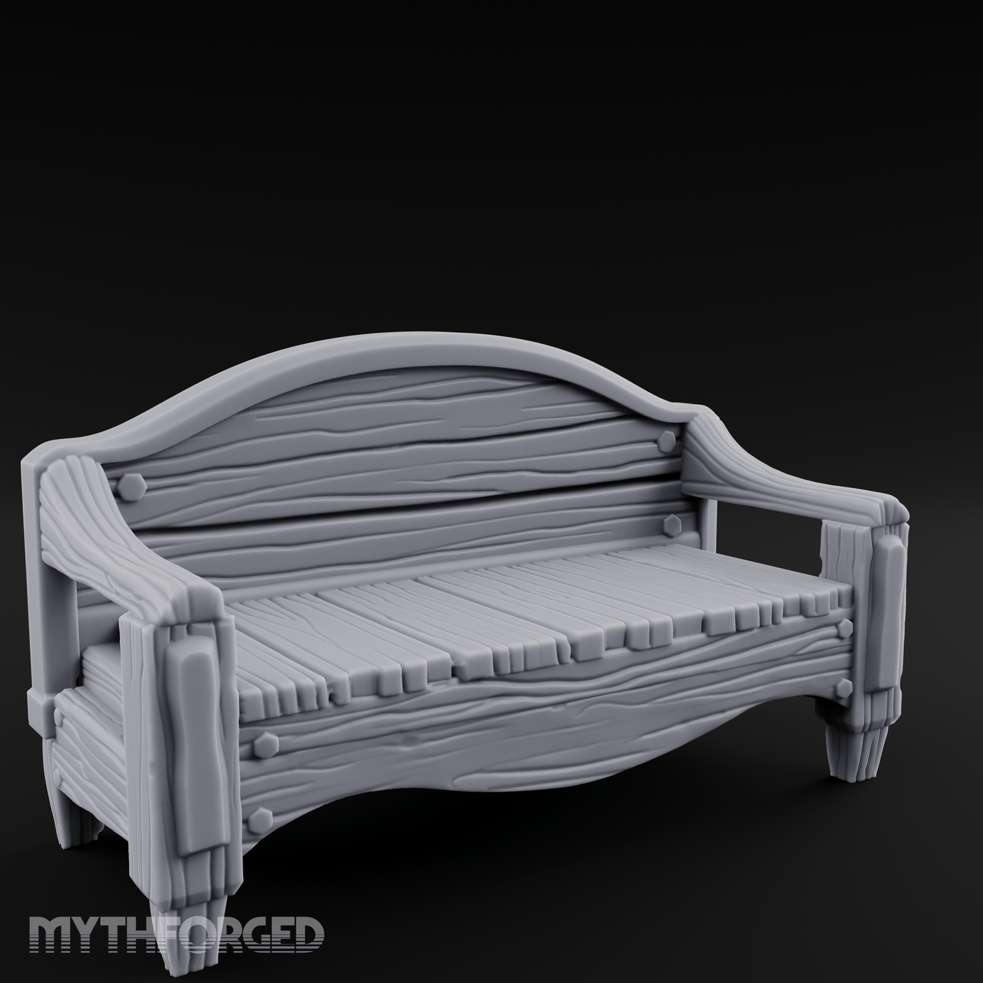 Curved-Back Wooden Park Bench Miniature for Dungeons and Dragons, Pathfinder or other TTRPGs