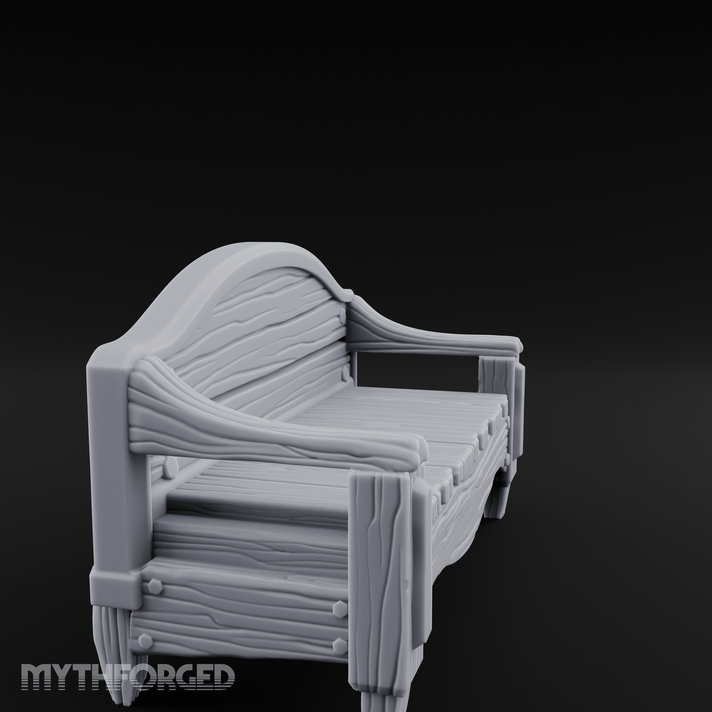 Curved-Back Wooden Park Bench Miniature for Dungeons and Dragons, Pathfinder or other TTRPGs