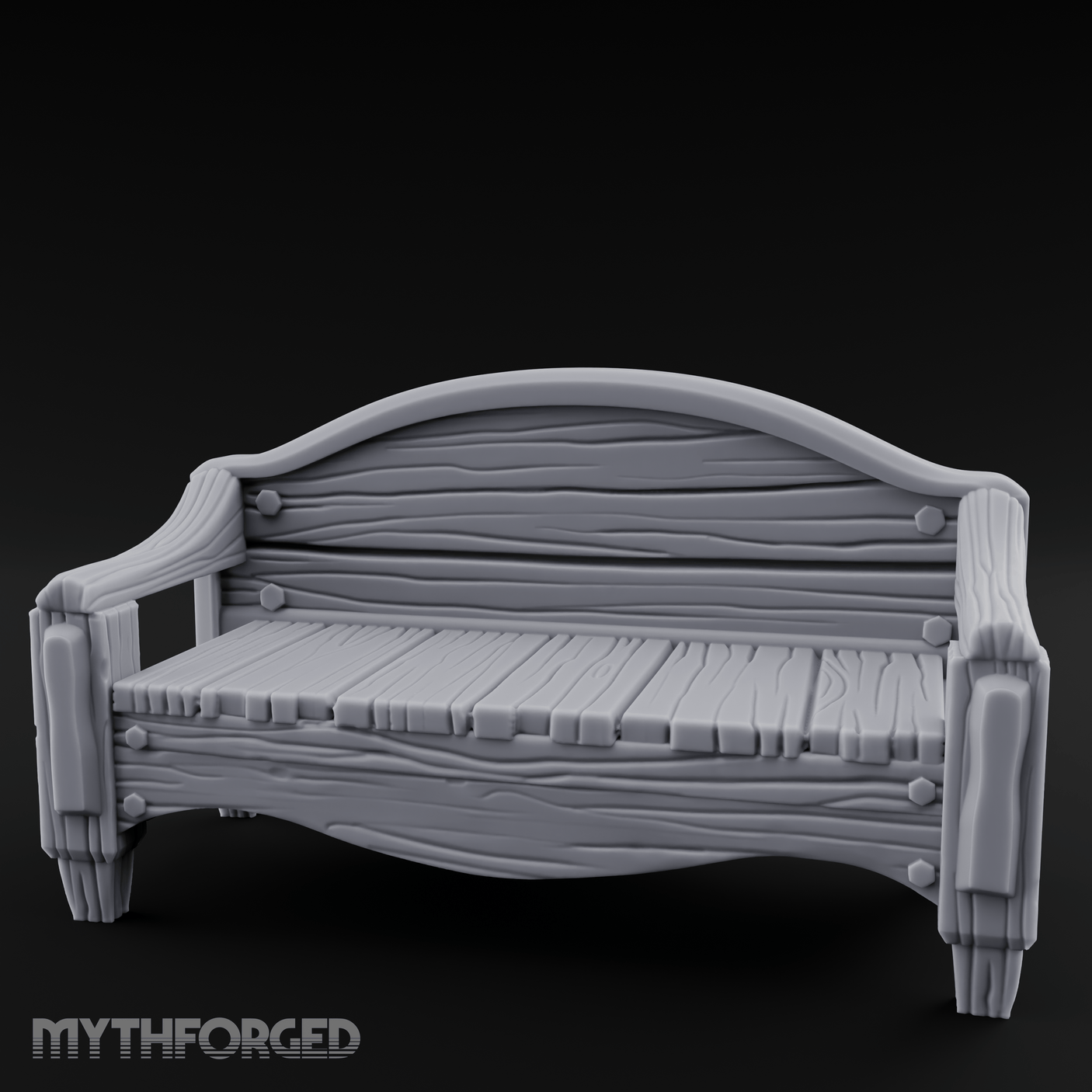 Curved-Back Wooden Park Bench Miniature for Dungeons and Dragons, Pathfinder or other TTRPGs