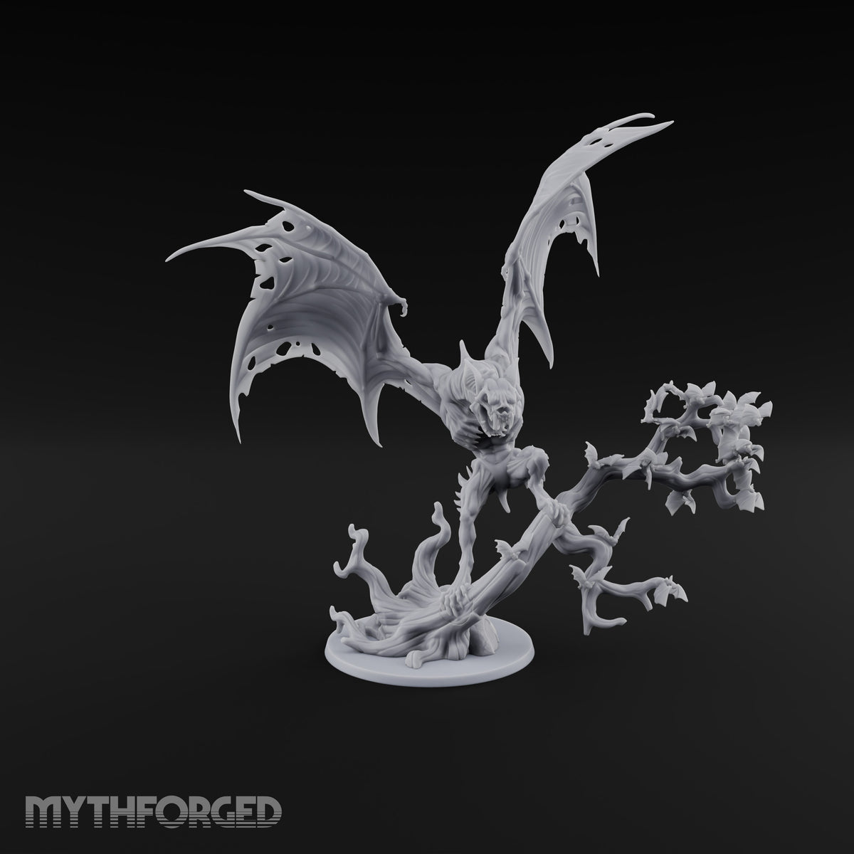Riderless and Ravenous Vampire Spawn Winged Predator on Gnarled Tree