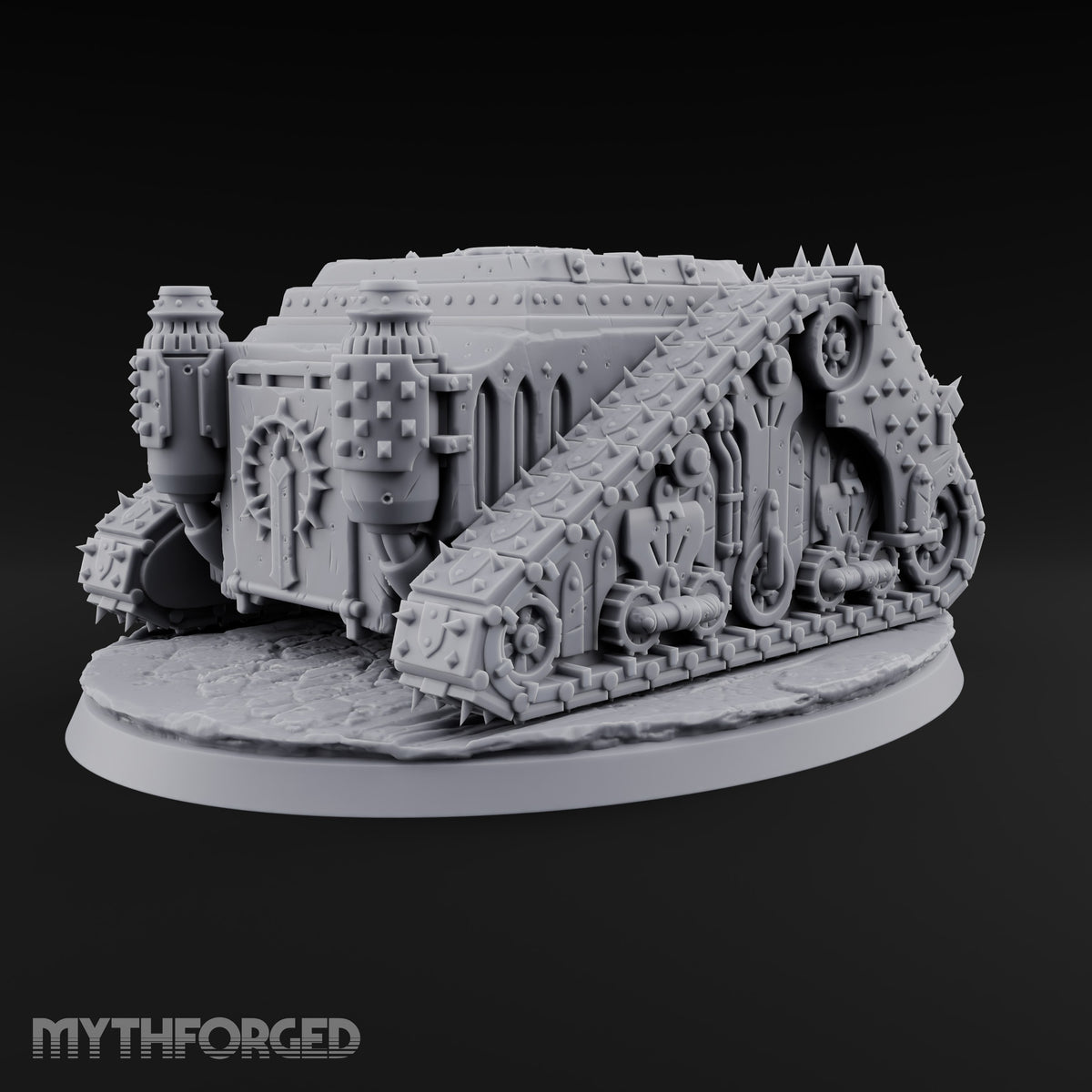 Pulpit on Treads Spiked Tracked Armoured Vehicle — 1 · No FX