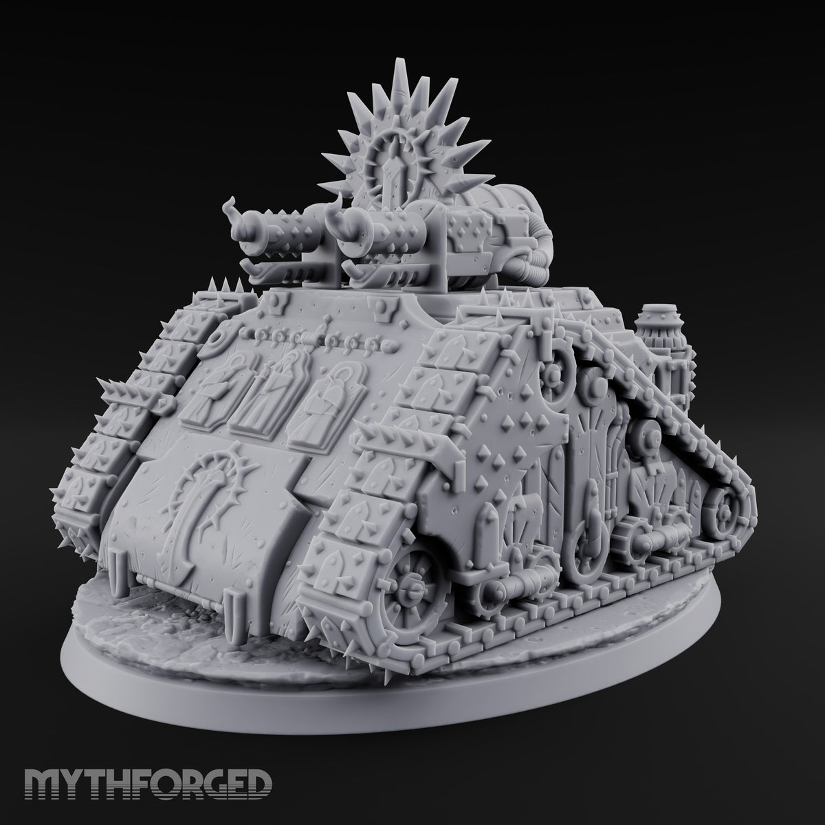 Pulpit on Treads Spiked Tracked Armoured Vehicle — 3 · No FX
