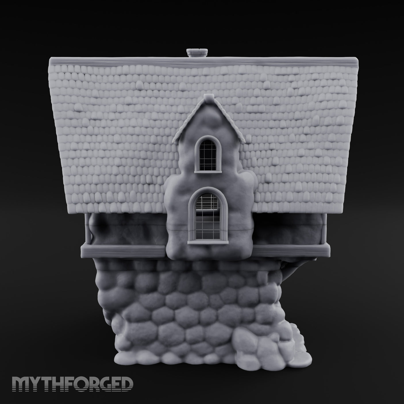 Thatched-Roof Cobblestone-Walled Village Cottage Miniature for Dungeons and Dragons, Pathfinder or other TTRPGs