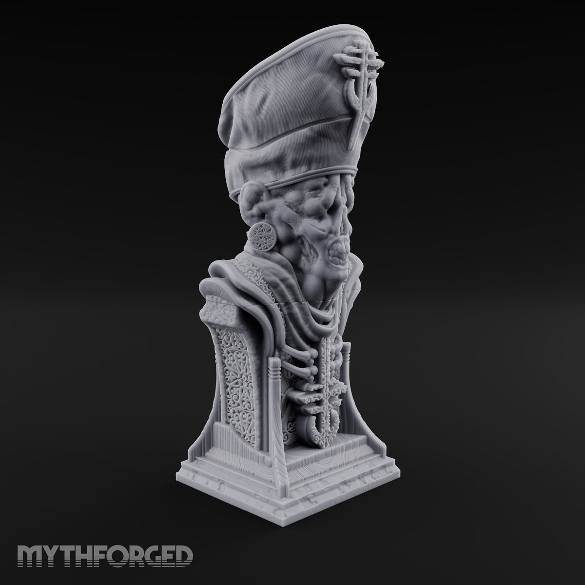 Preaches Through a Dead Jaw Gothic Priest Bust Monument