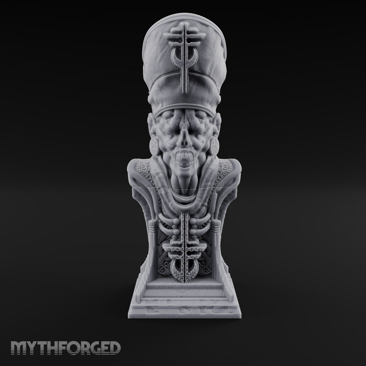 Preaches Through a Dead Jaw Gothic Priest Bust Monument