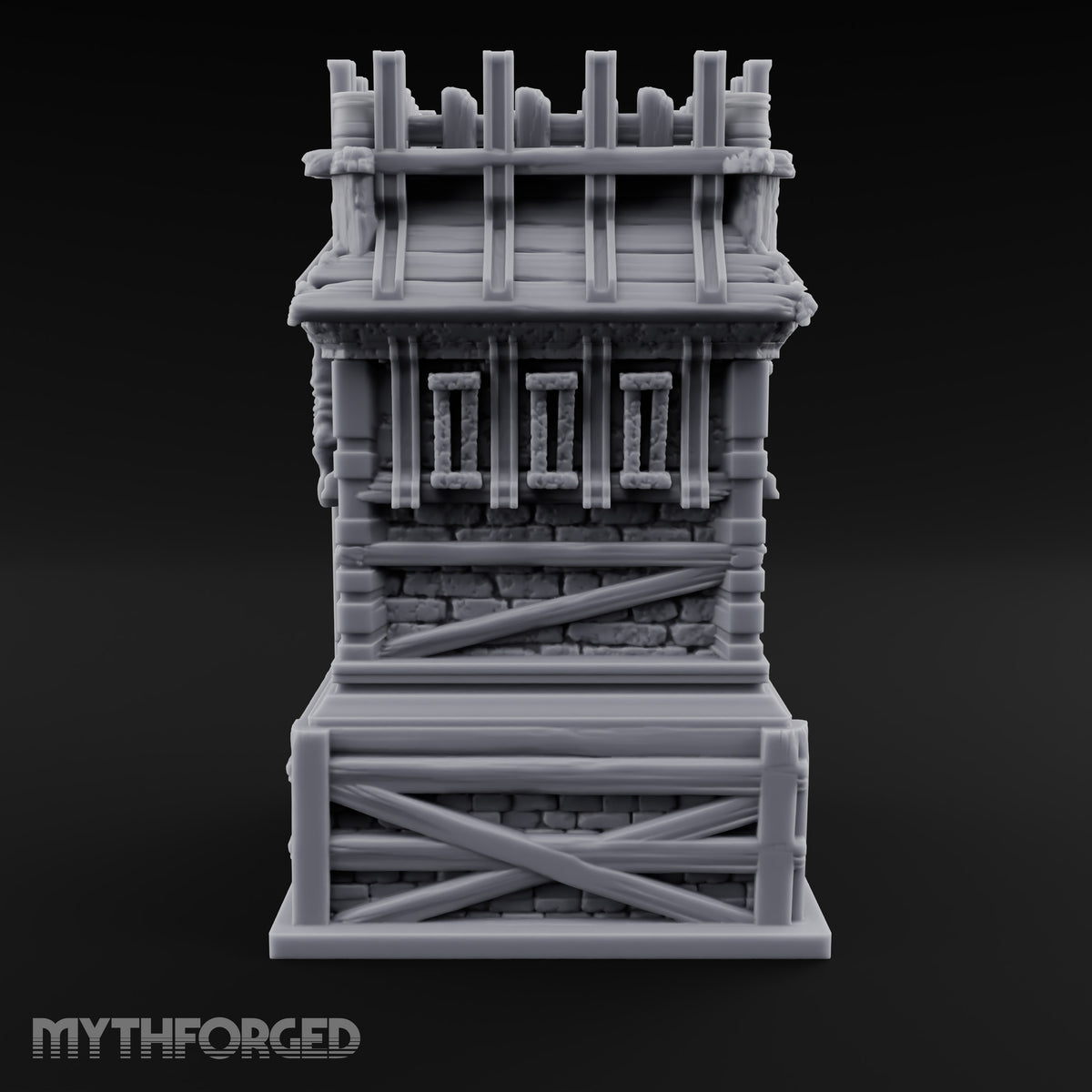 Palisade Teeth Over Plank Roof Gothic Timber Watch Tower