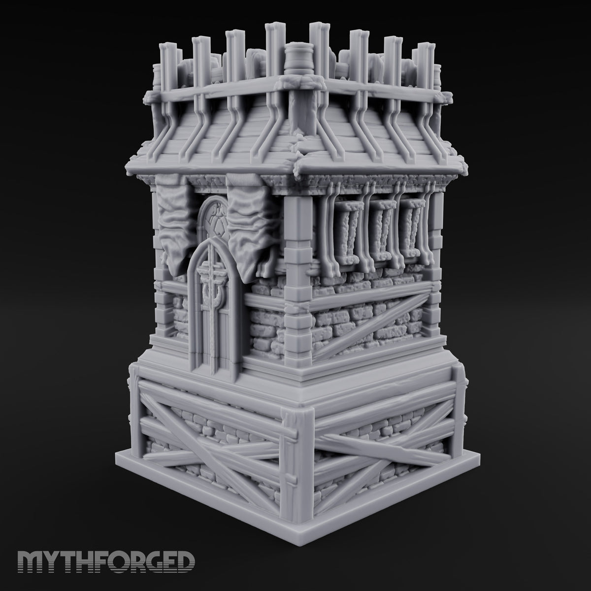 Palisade Teeth Over Plank Roof Gothic Timber Watch Tower
