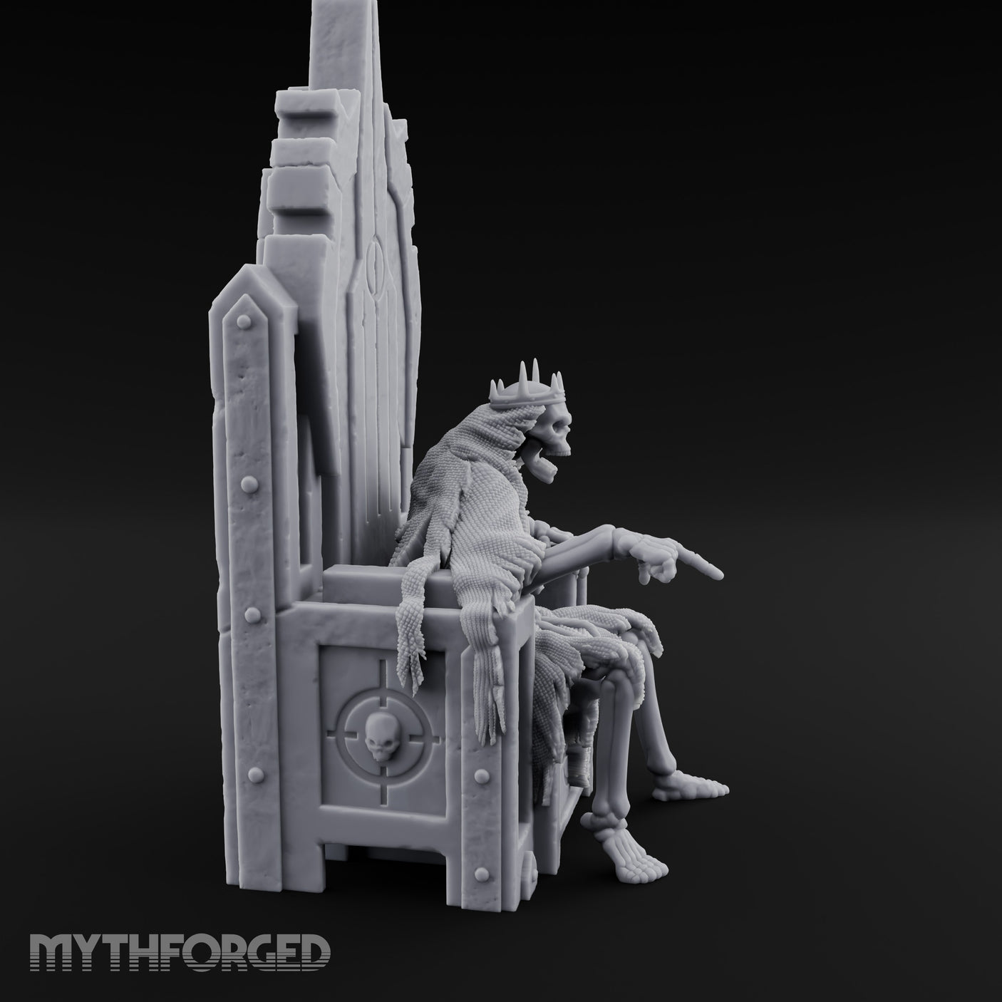 Throne Sitting Skeleton King Miniature for Dungeons and Dragons, Pathfinder or other TTRPGs