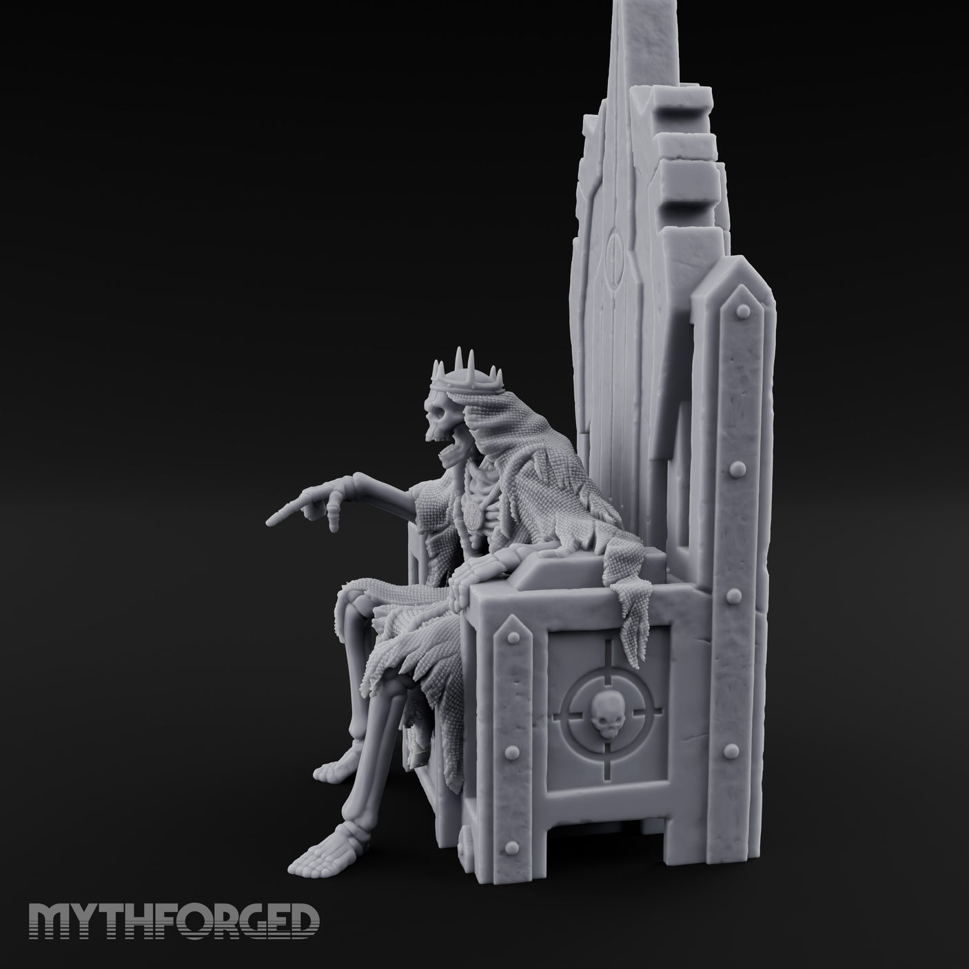 Throne Sitting Skeleton King Miniature for Dungeons and Dragons, Pathfinder or other TTRPGs