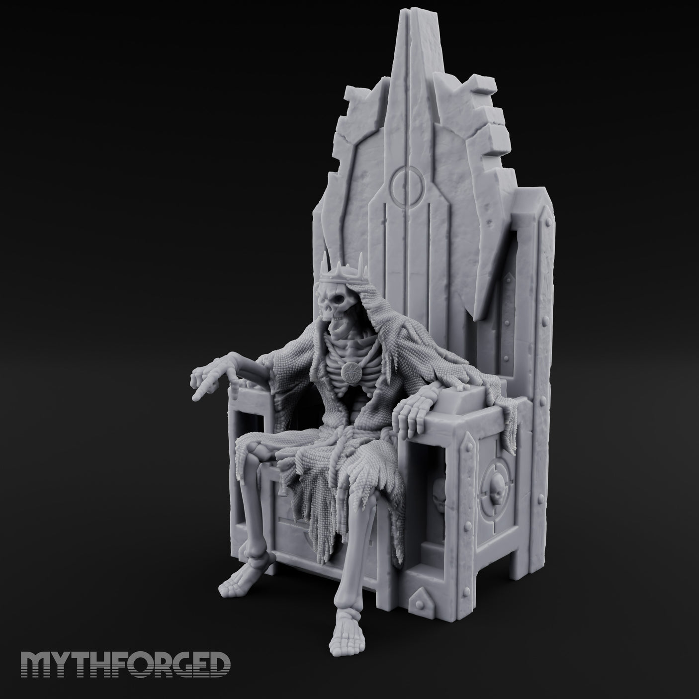 Throne Sitting Skeleton King Miniature for Dungeons and Dragons, Pathfinder or other TTRPGs