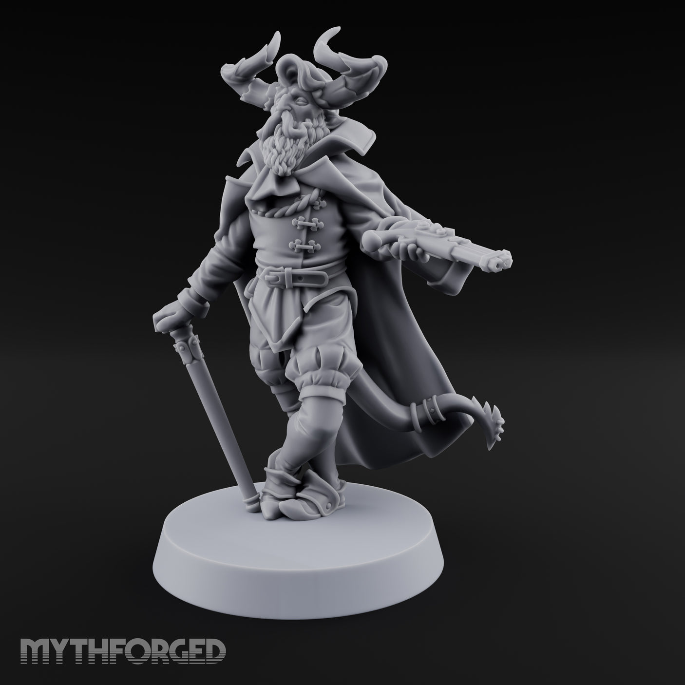 Leaning Casually Elder Tiefling Miniature for Dungeons and Dragons, Pathfinder or other TTRPGs