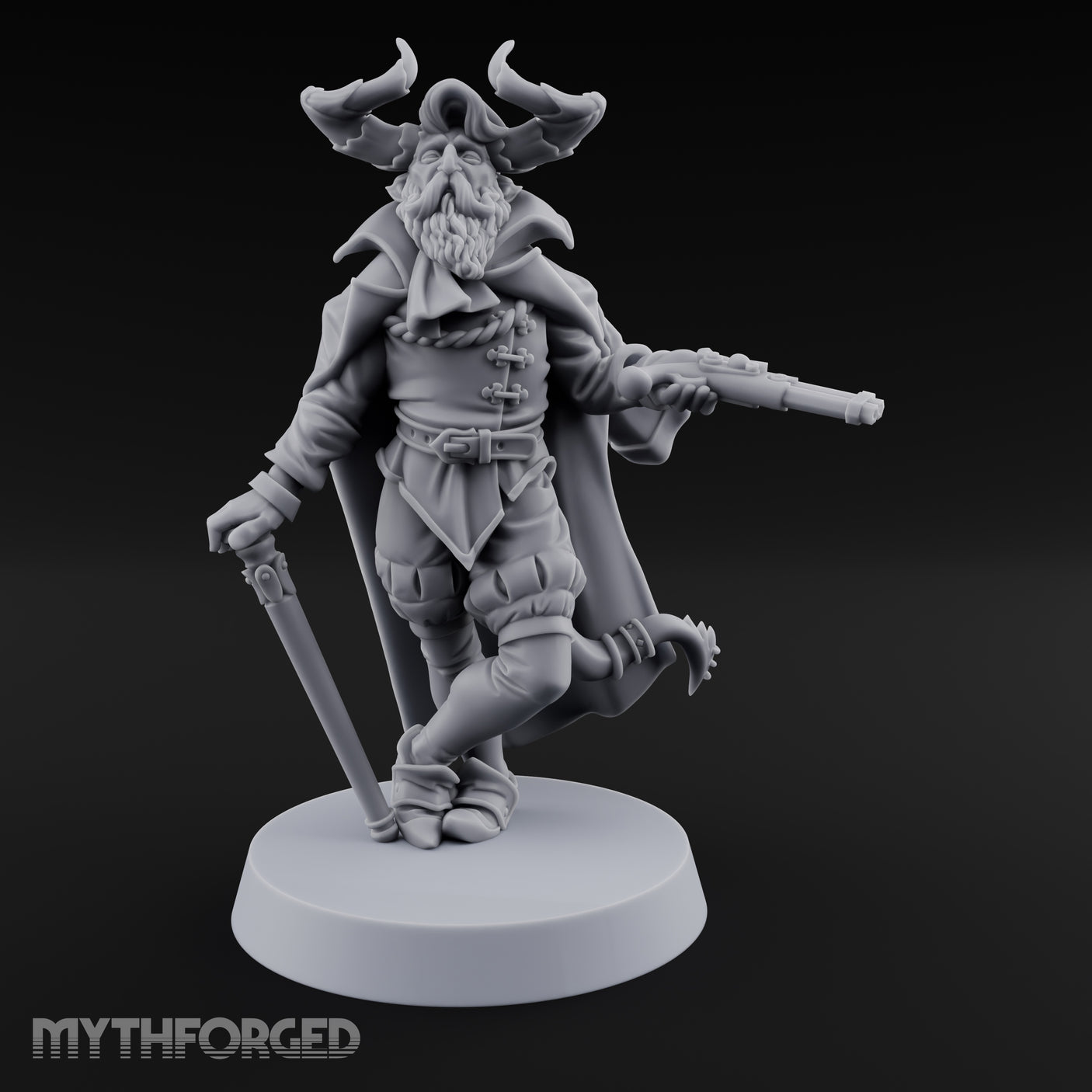Leaning Casually Elder Tiefling Miniature for Dungeons and Dragons, Pathfinder or other TTRPGs