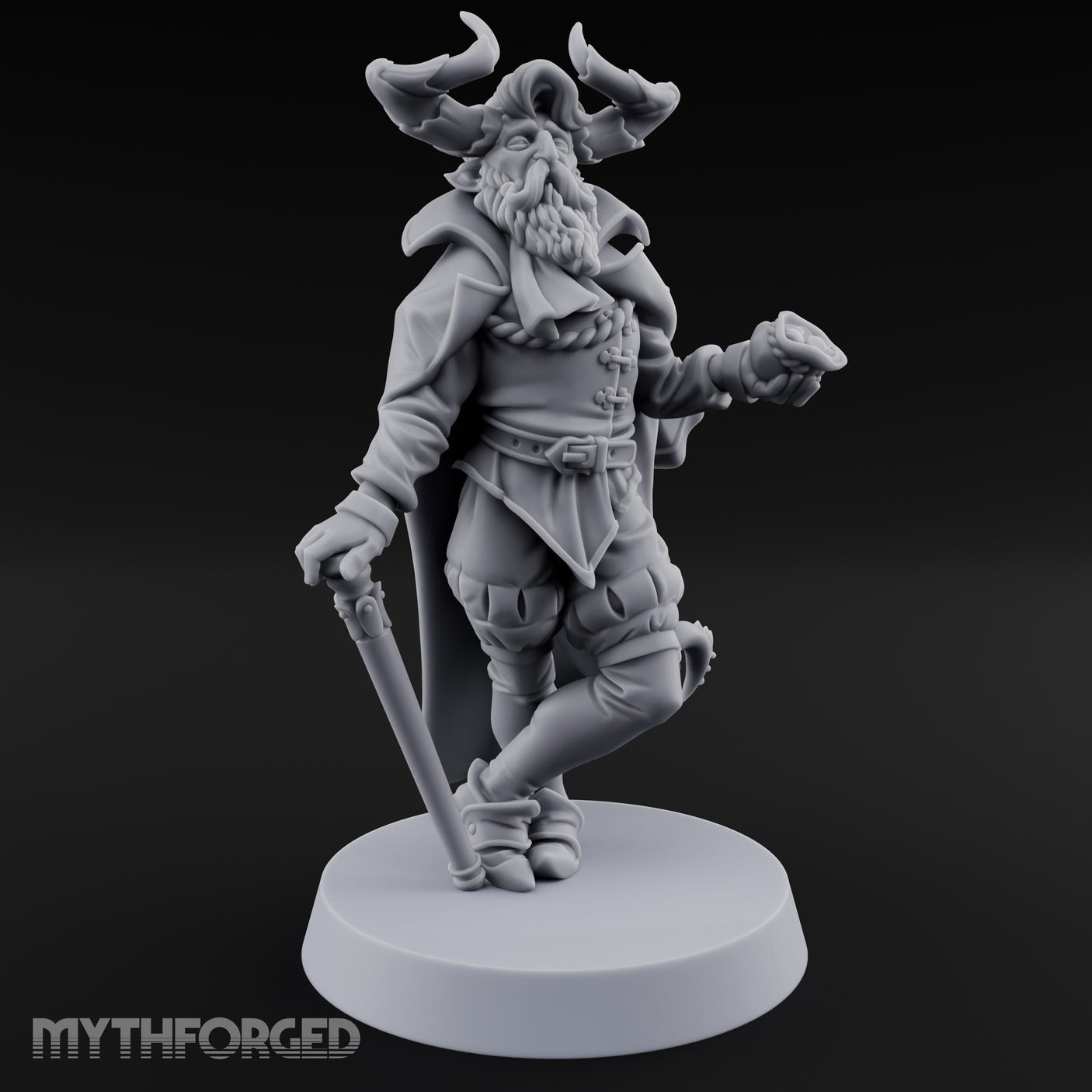 Leaning Casually Elder Tiefling Miniature for Dungeons and Dragons, Pathfinder or other TTRPGs