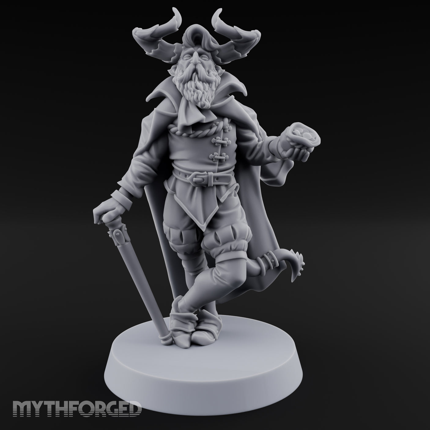 Leaning Casually Elder Tiefling Miniature for Dungeons and Dragons, Pathfinder or other TTRPGs
