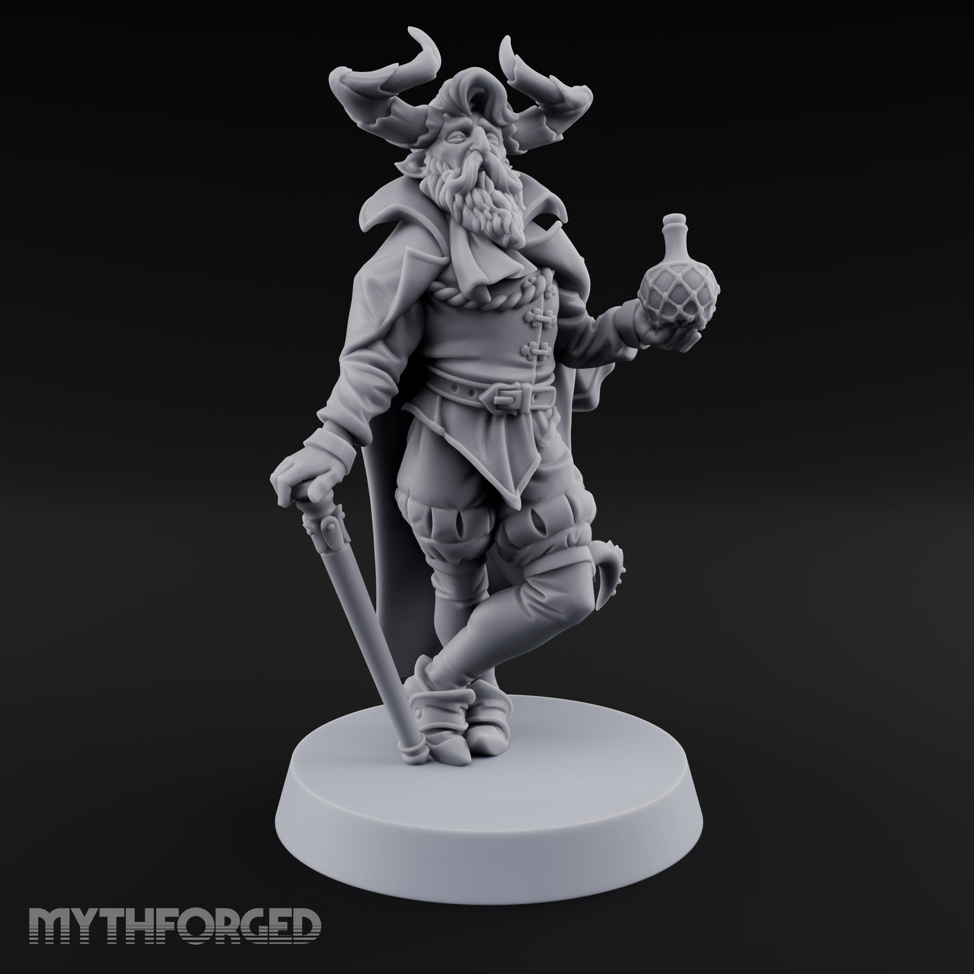 Leaning Casually Elder Tiefling Miniature for Dungeons and Dragons, Pathfinder or other TTRPGs