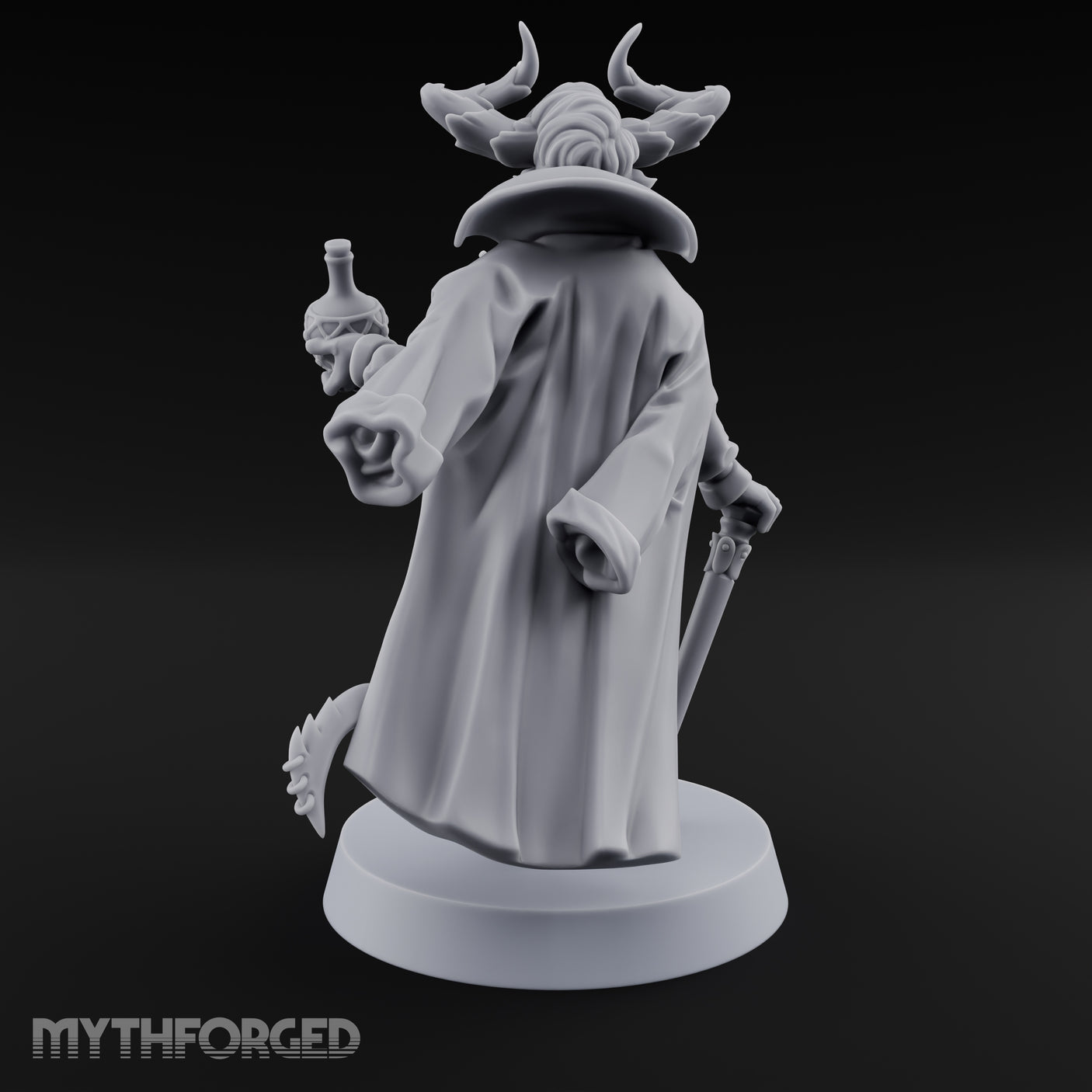 Leaning Casually Elder Tiefling Miniature for Dungeons and Dragons, Pathfinder or other TTRPGs