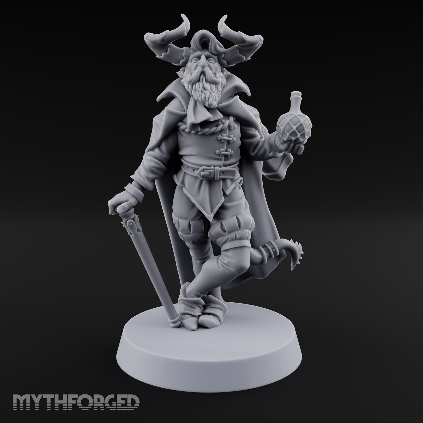 Leaning Casually Elder Tiefling Miniature for Dungeons and Dragons, Pathfinder or other TTRPGs