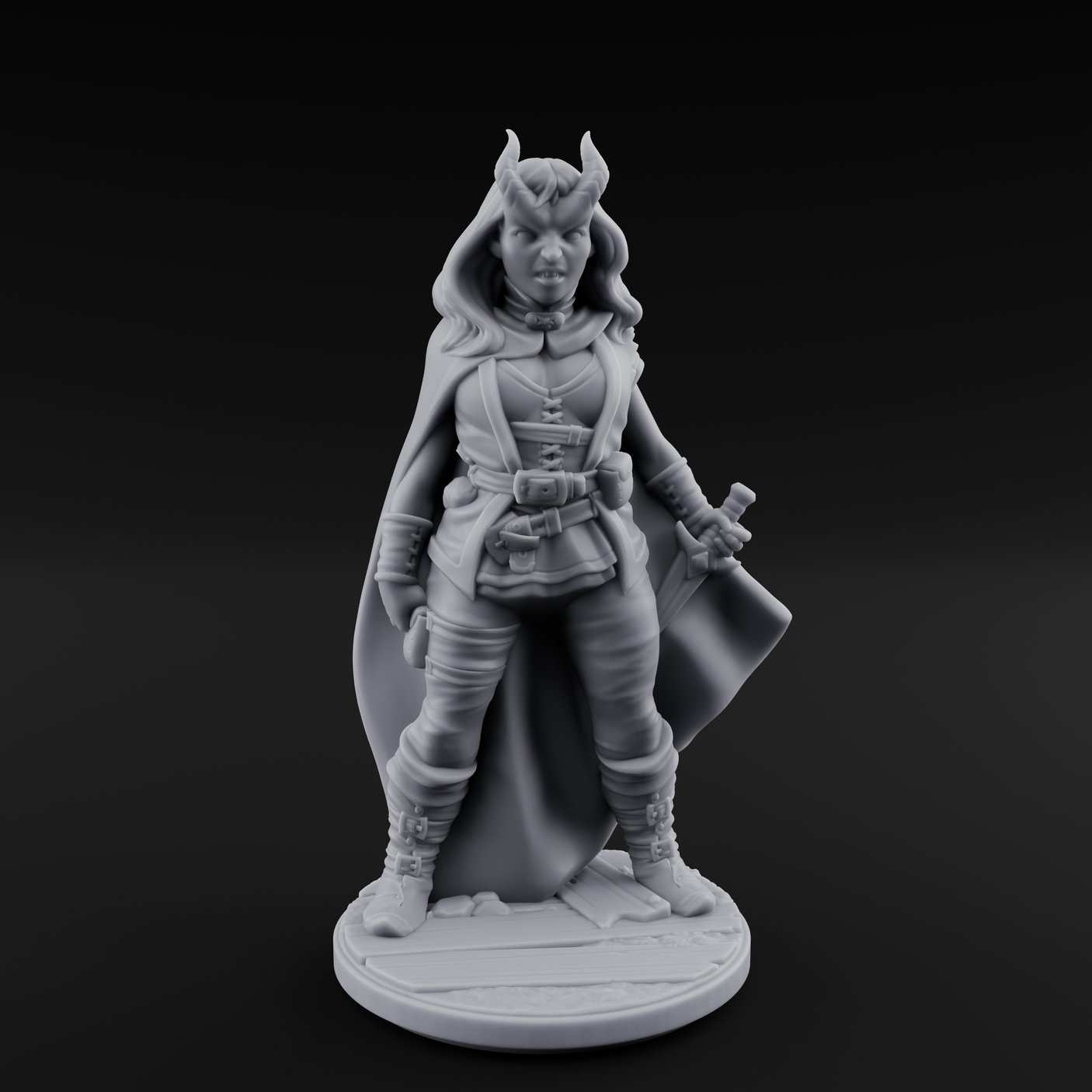 Buckled Up Tiefling Rogue Miniature for Dungeons and Dragons, Pathfinder or other TTRPGs
