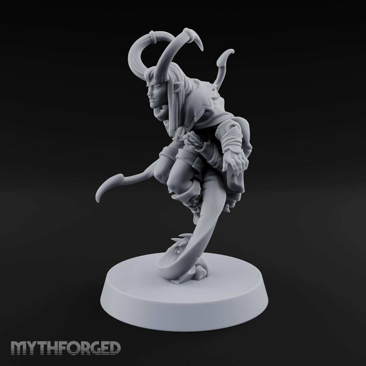 Tail Coiled, Bow Drawn Tiefling Rogue with Shortbow — Bow