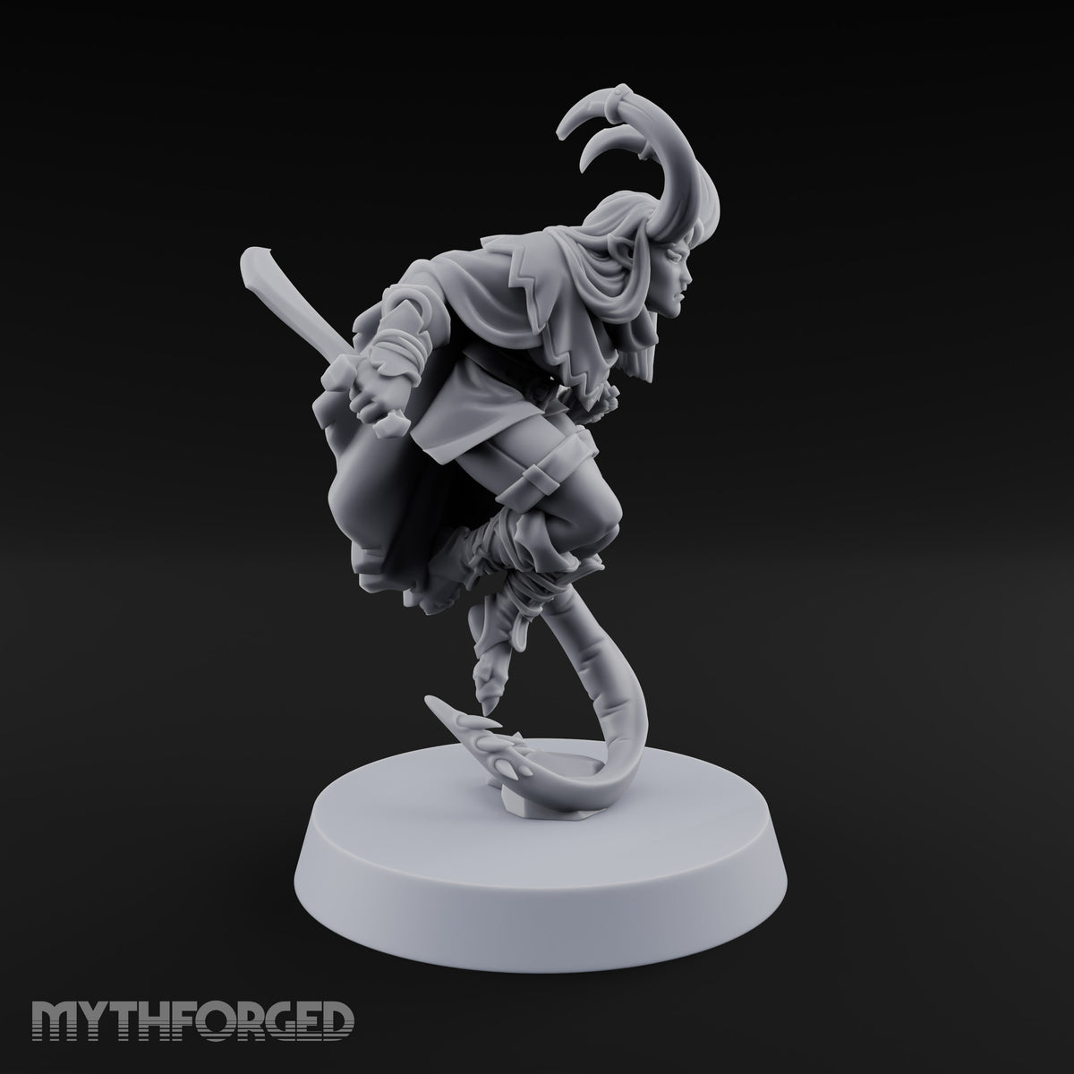 Tail Coiled, Bow Drawn Tiefling Rogue with Shortbow — Daggers