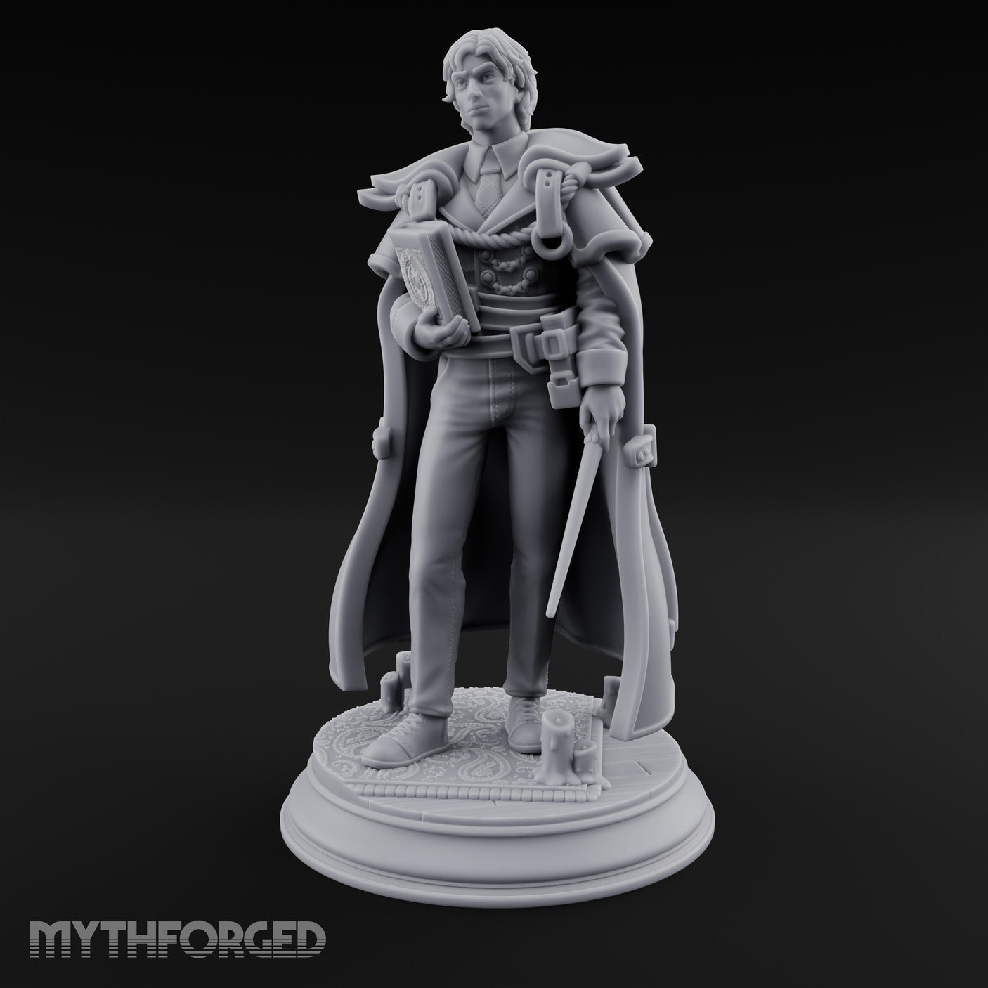 Tome And Wand Human Wizard Miniature for Dungeons and Dragons, Pathfinder or other TTRPGs