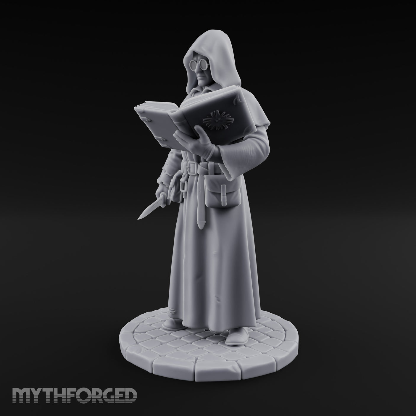 Tome Reading Human Arcanist Miniature for Dungeons and Dragons, Pathfinder or other TTRPGs