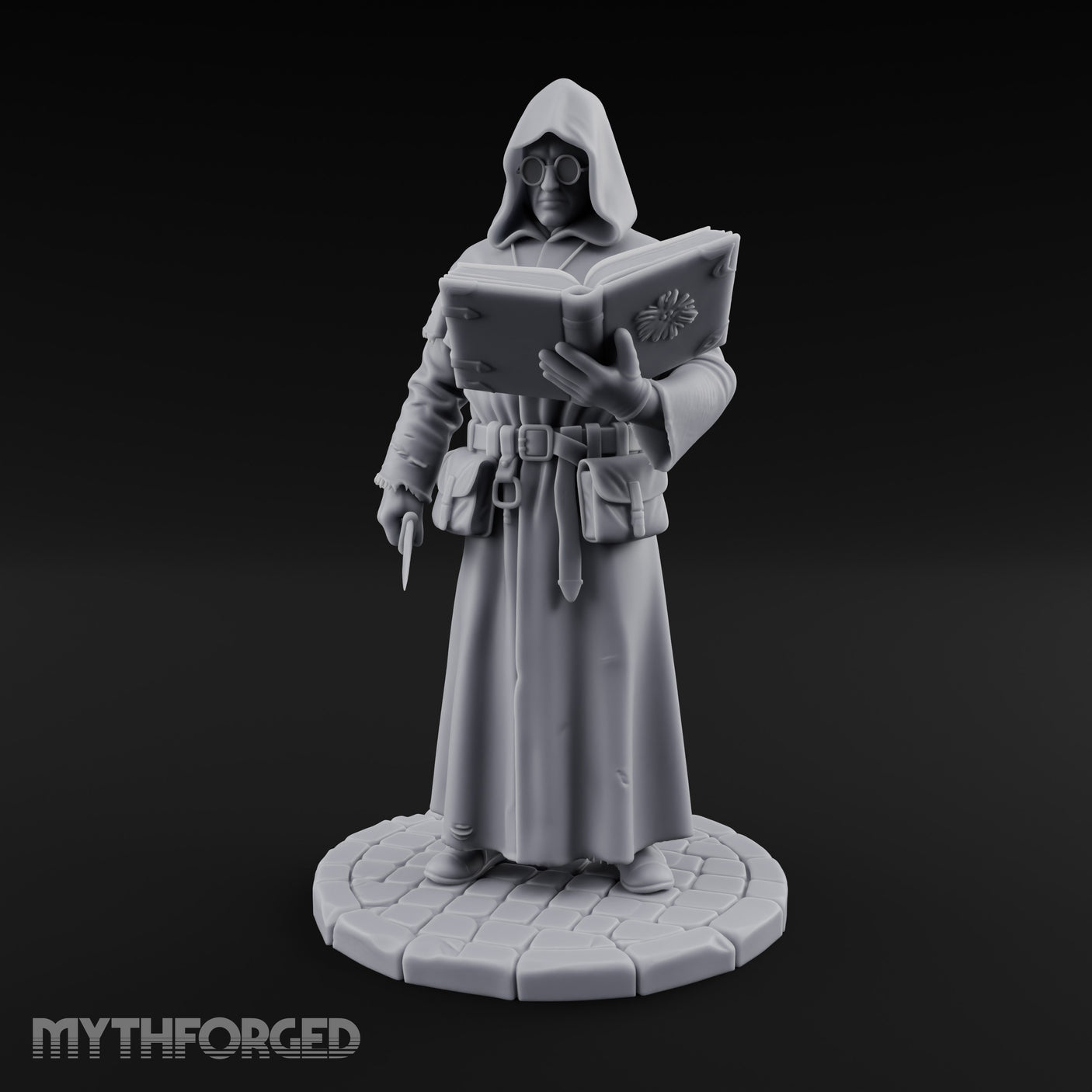 Tome Reading Human Arcanist Miniature for Dungeons and Dragons, Pathfinder or other TTRPGs