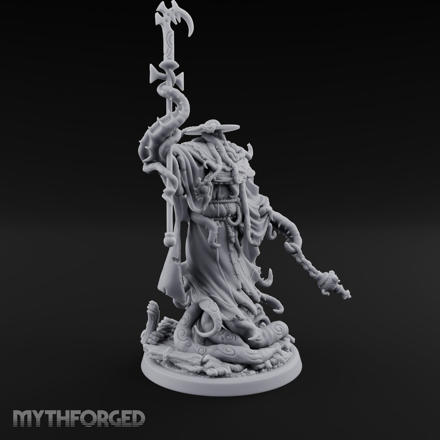 Tome Reading Staff Wielding Deep One Bishop A Miniature for Dungeons and Dragons, Pathfinder or other TTRPGs