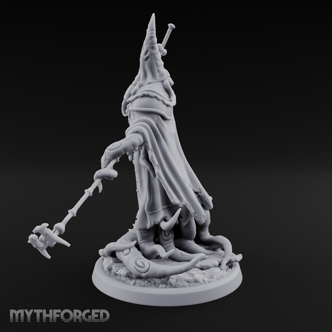 Tome Reading Staff Wielding Deep One Bishop D Miniature for Dungeons and Dragons, Pathfinder or other TTRPGs