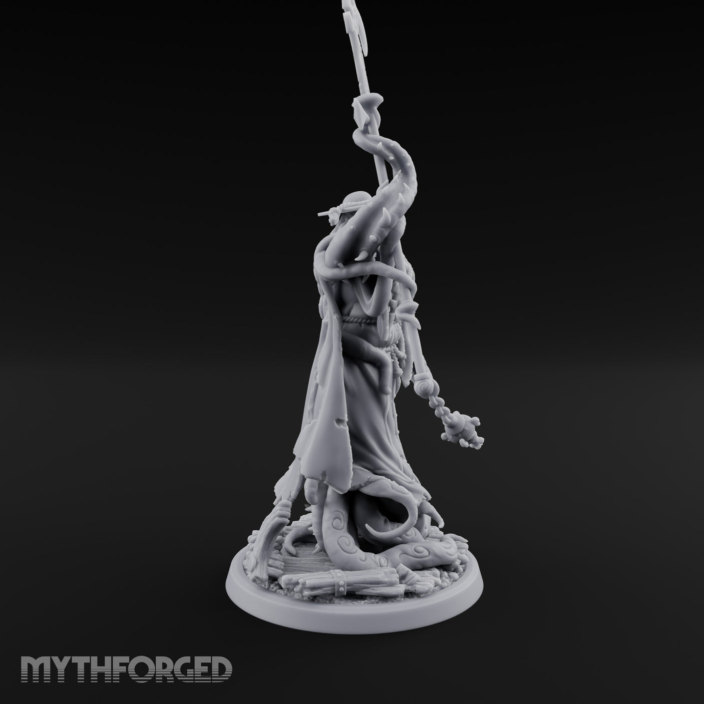 Tome Reading Staff Wielding Deep One Bishops Miniature for Dungeons and Dragons, Pathfinder or other TTRPGs