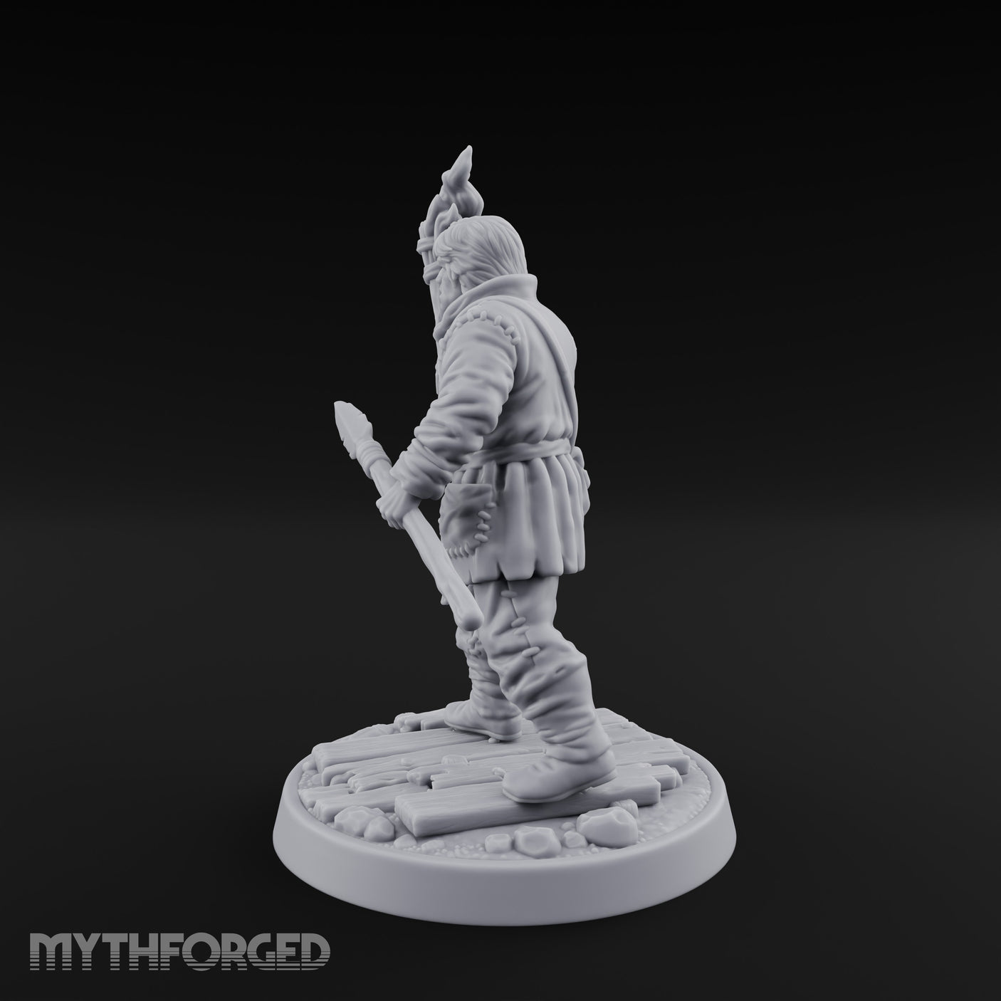 Torch Aloft Rifle Gripping Human Watchman Miniature for Dungeons and Dragons, Pathfinder or other TTRPGs