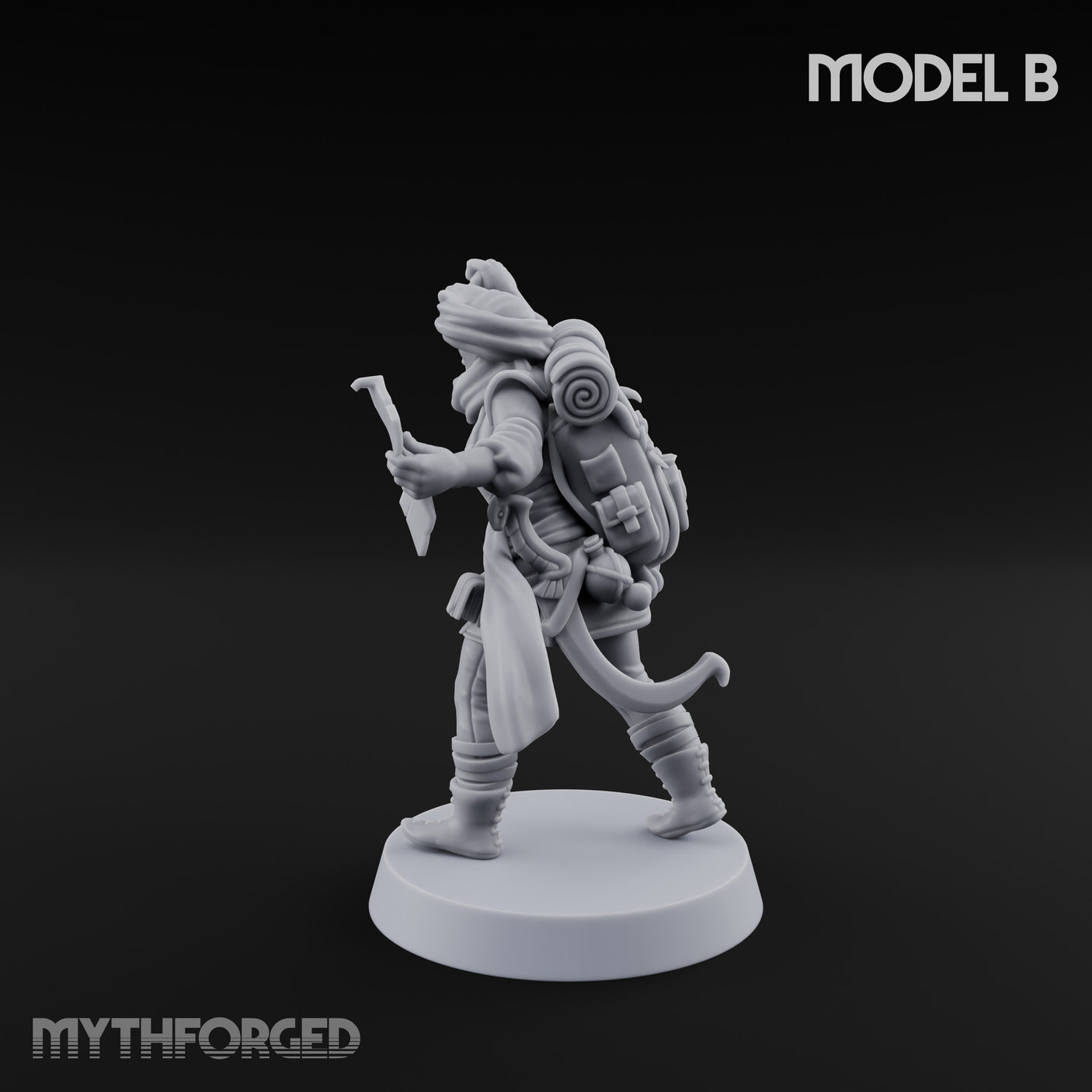 Torch And Map Bearing Tomb Raider B Miniature for Dungeons and Dragons, Pathfinder or other TTRPGs