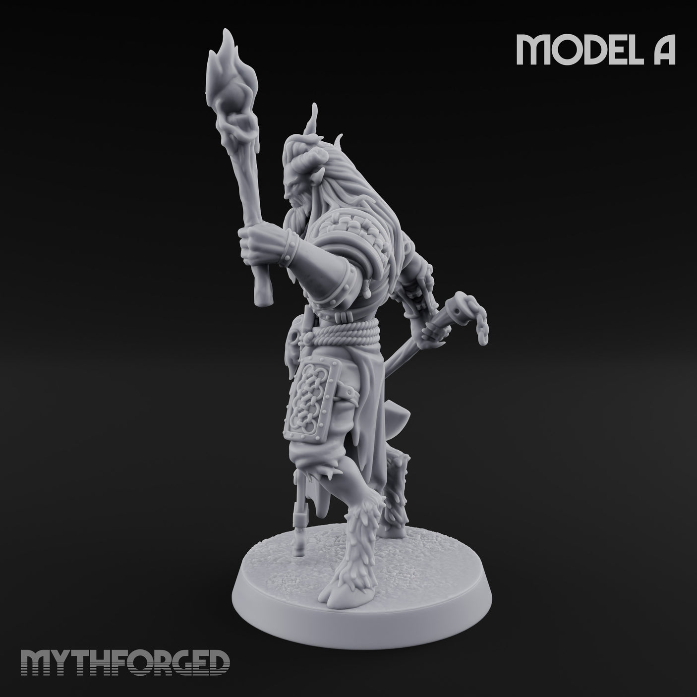 Torch Axe Bearing Saytr Barbarian Shaman A Miniature for Dungeons and Dragons, Pathfinder or other TTRPGs