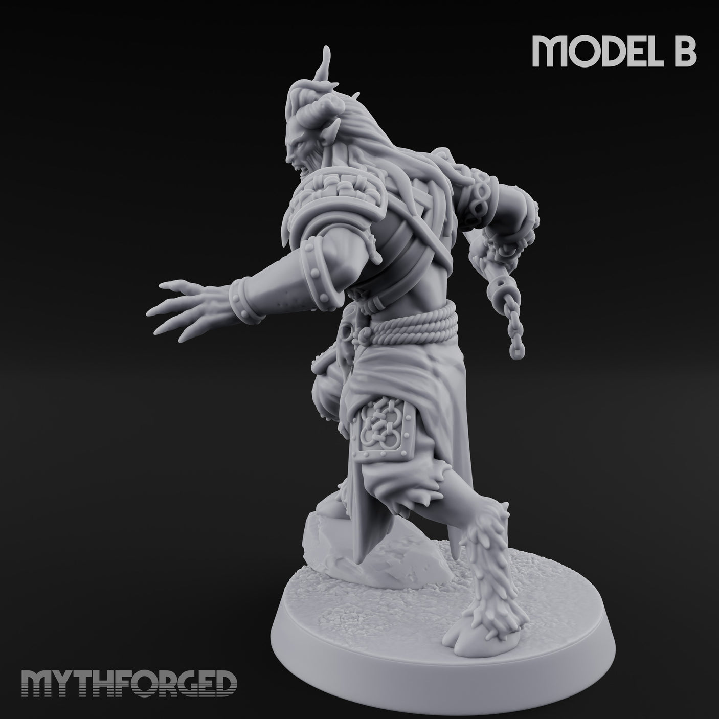 Torch Axe Bearing Saytr Barbarian Shaman B Miniature for Dungeons and Dragons, Pathfinder or other TTRPGs