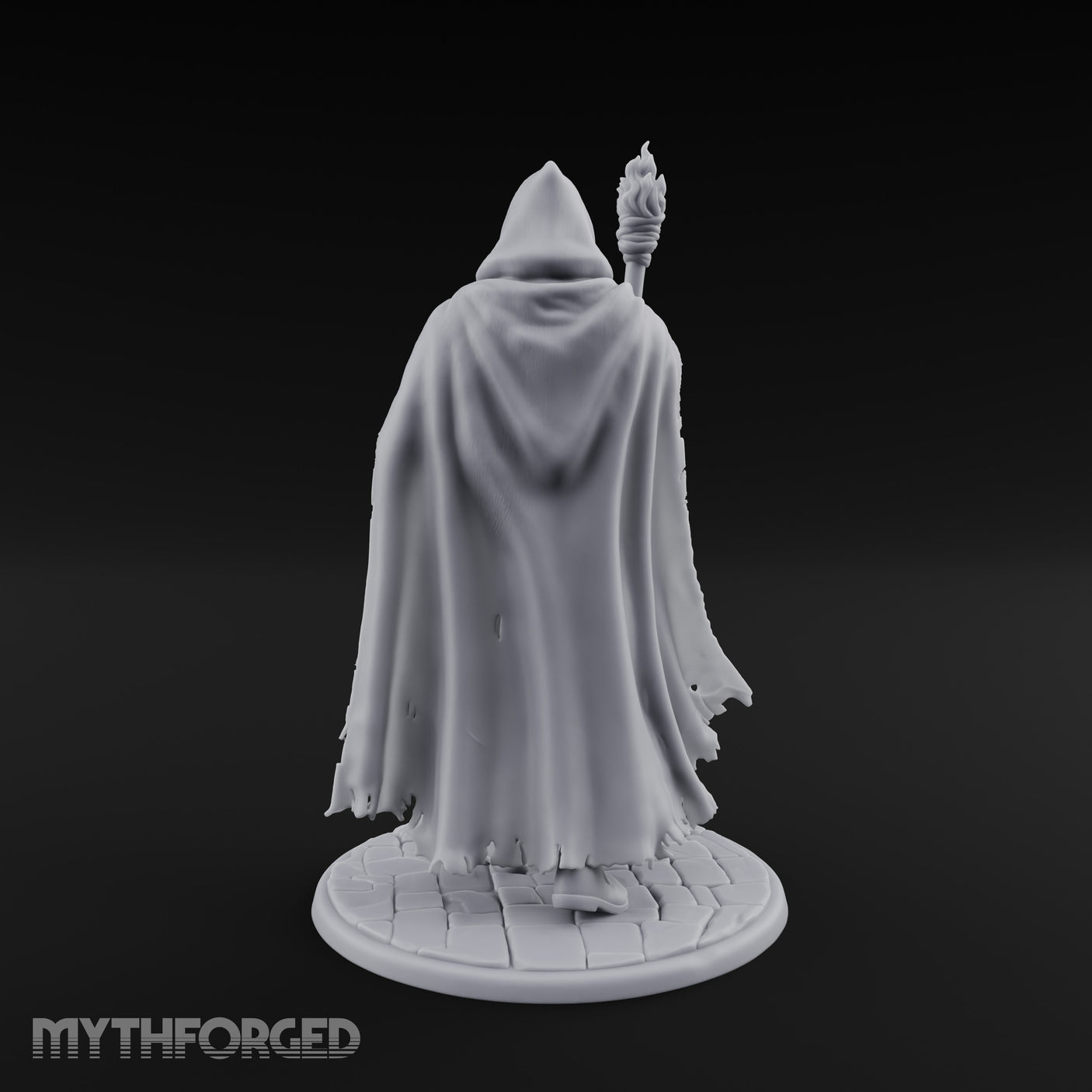 Torch Bearing Bell Ringing Human Cultist Miniature for Dungeons and Dragons, Pathfinder or other TTRPGs