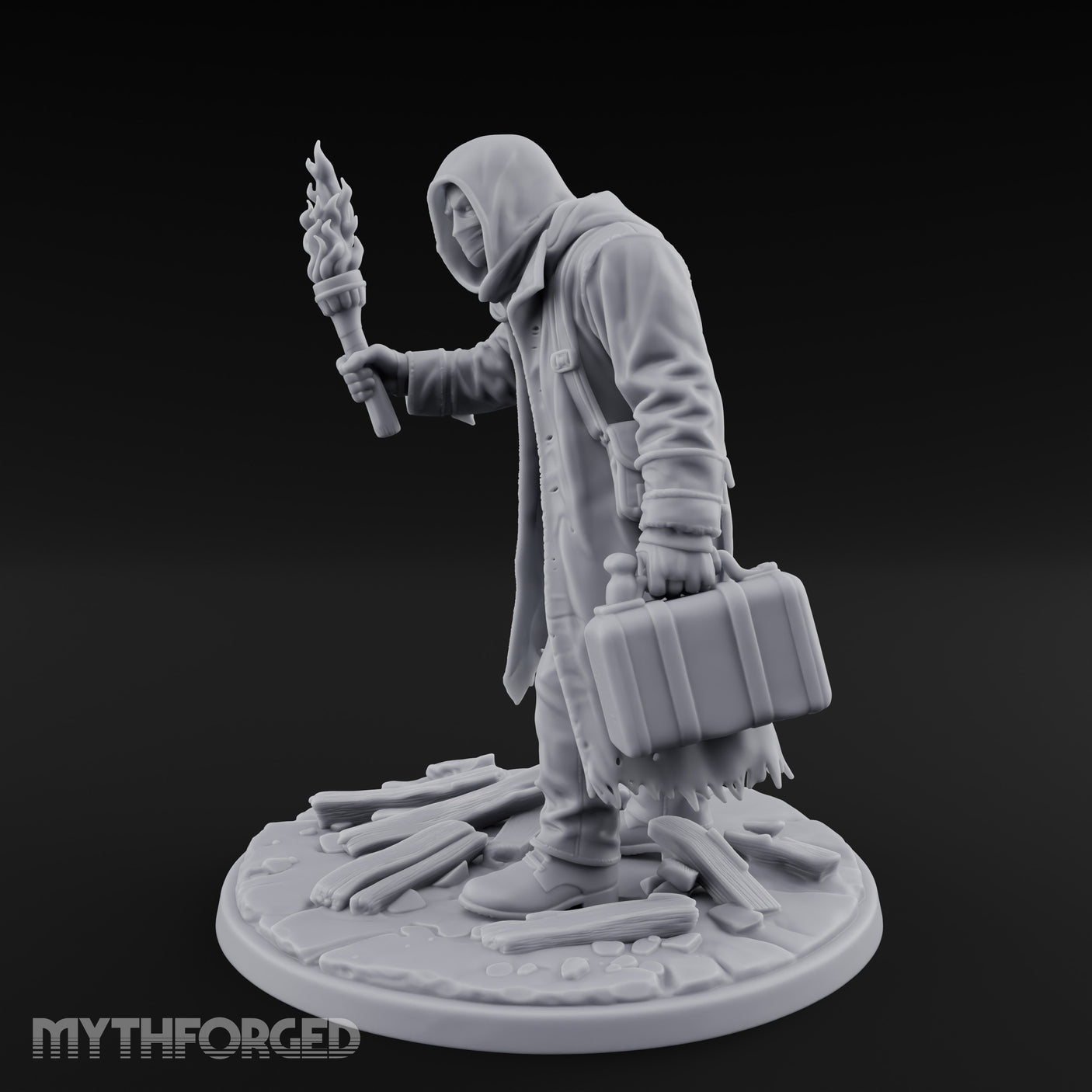 Torch Raising Canister Lugging Human Arsonist Miniature for Dungeons and Dragons, Pathfinder or other TTRPGs