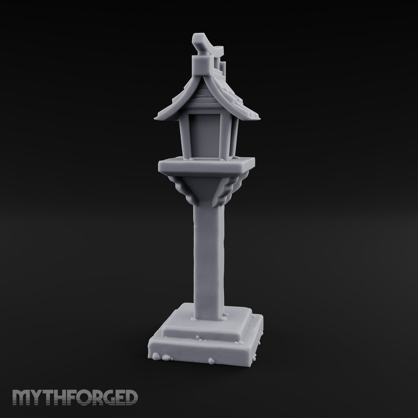 Torii-Crowned Tile-Roofed Japanese Shrine Lantern Post Miniature for Dungeons and Dragons, Pathfinder or other TTRPGs