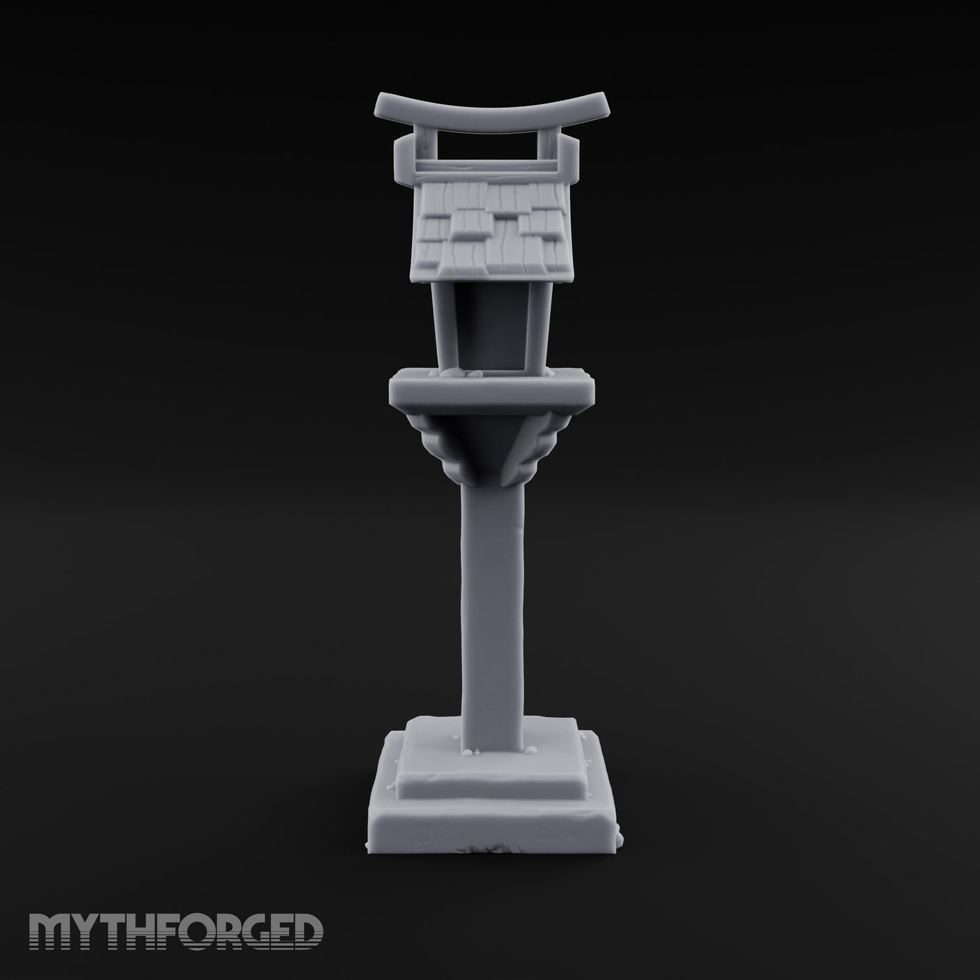 Torii-Crowned Tile-Roofed Japanese Shrine Lantern Post Miniature for Dungeons and Dragons, Pathfinder or other TTRPGs